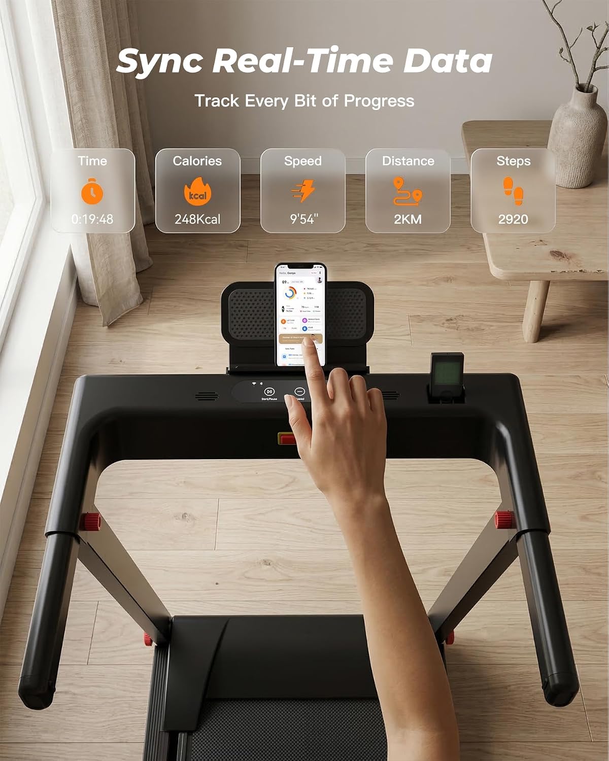 Detalle de Superun Treadmills for Home with Incline and Handles, 3.5 HP Foldable Walking Pad