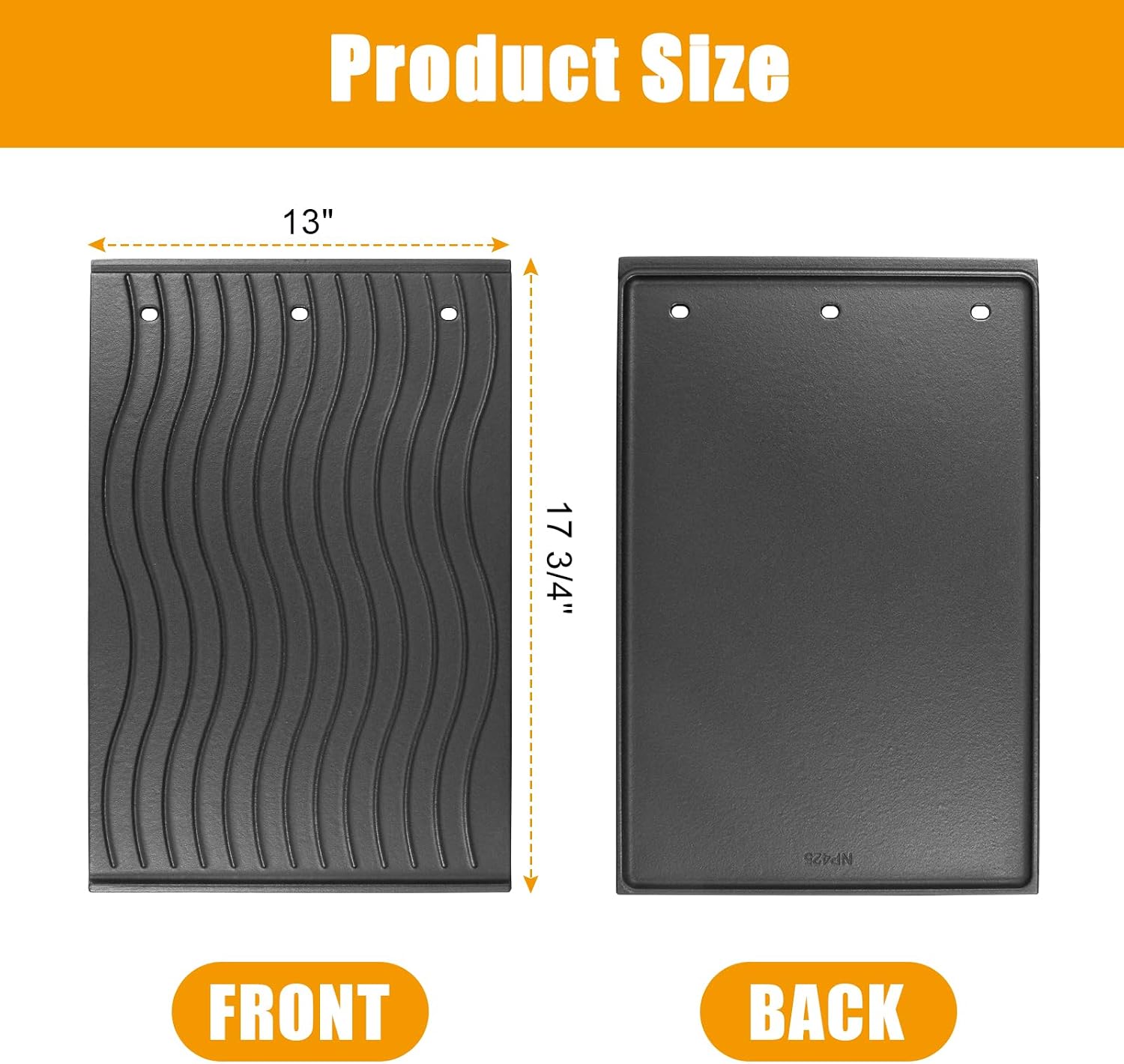 Detalle de Full-Size Griddle Inserts with Handles for Weber Spirit 200/Spirit II 200 Series Grills