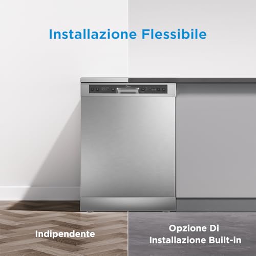 Detalle de Midea Lavastoviglie Libera Installazione 12 Coperti, 6 Programmi, 60 cm inox