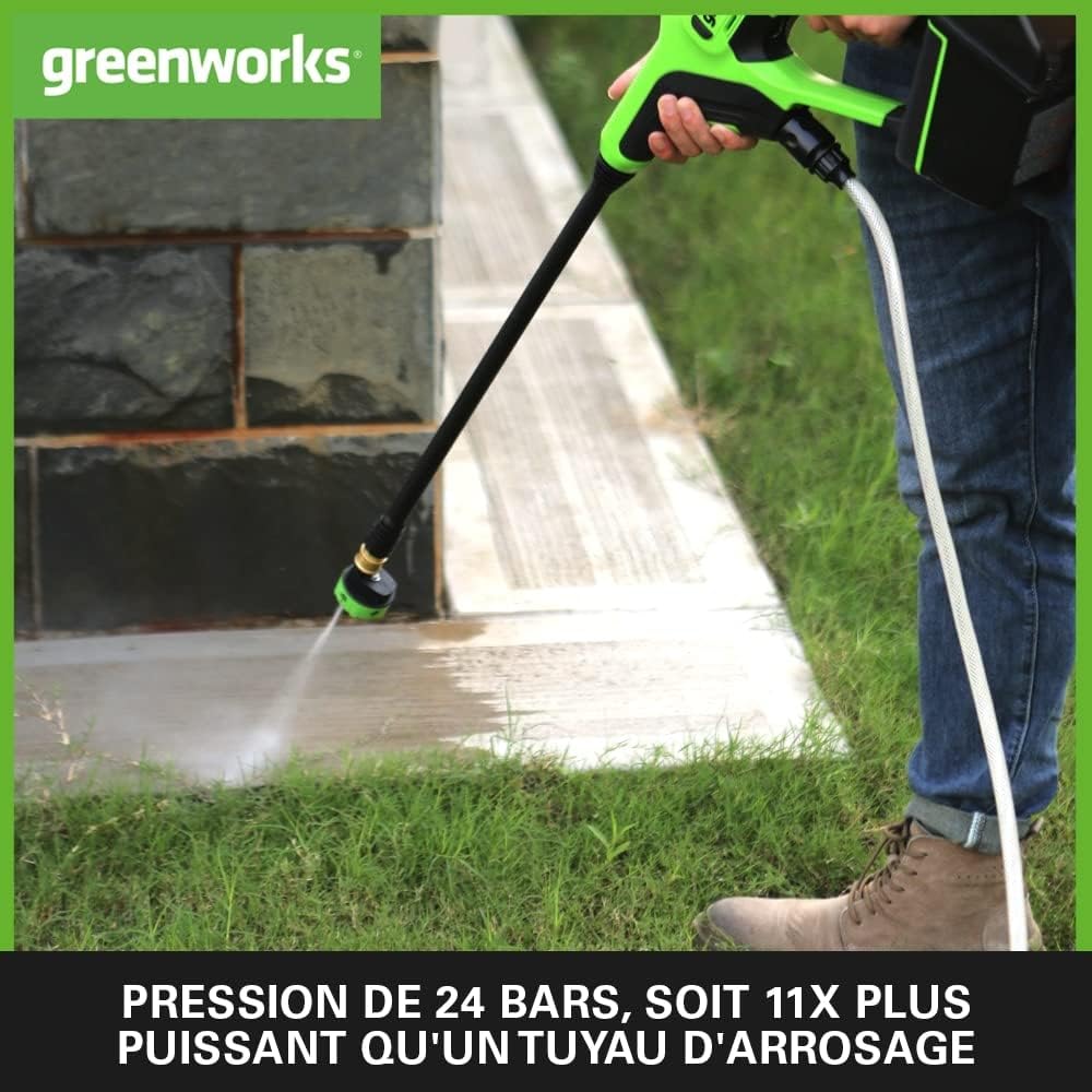 Detalle de Greenworks G24PW Nettoyeur Haute Pression Sans Fil Portatif – 24 Bar, 6 m, sans batterie ni chargeur
