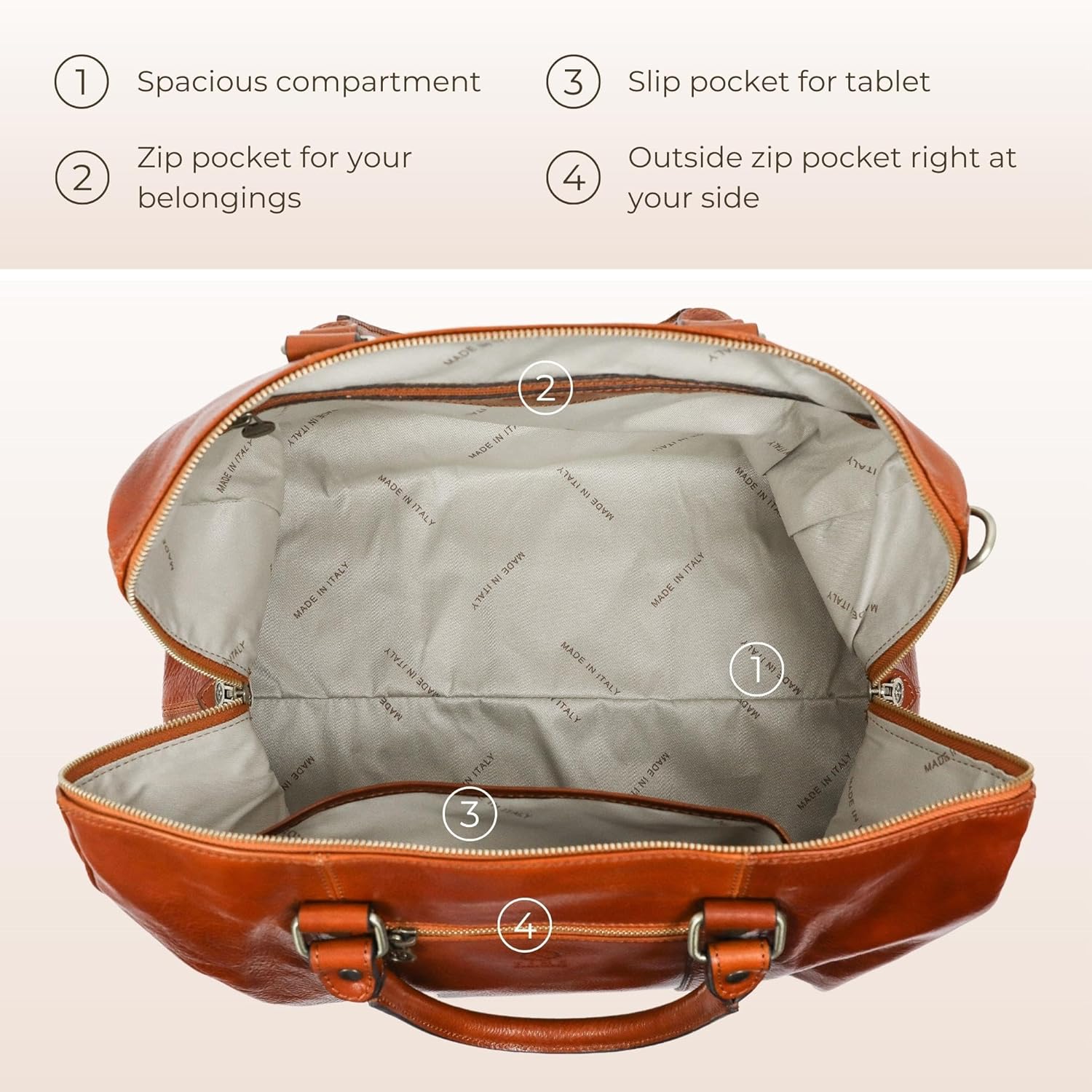 Thumbnail 4 de Full Grain Leather Duffle Bag Overnight Weekender by Time Resistance