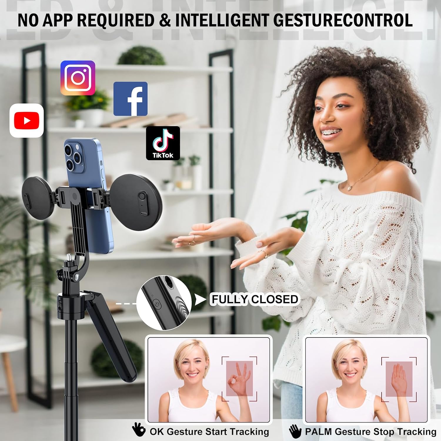 Detalle 2 de YUANRAN Trípode Facial 360° Seguimiento 180 cm