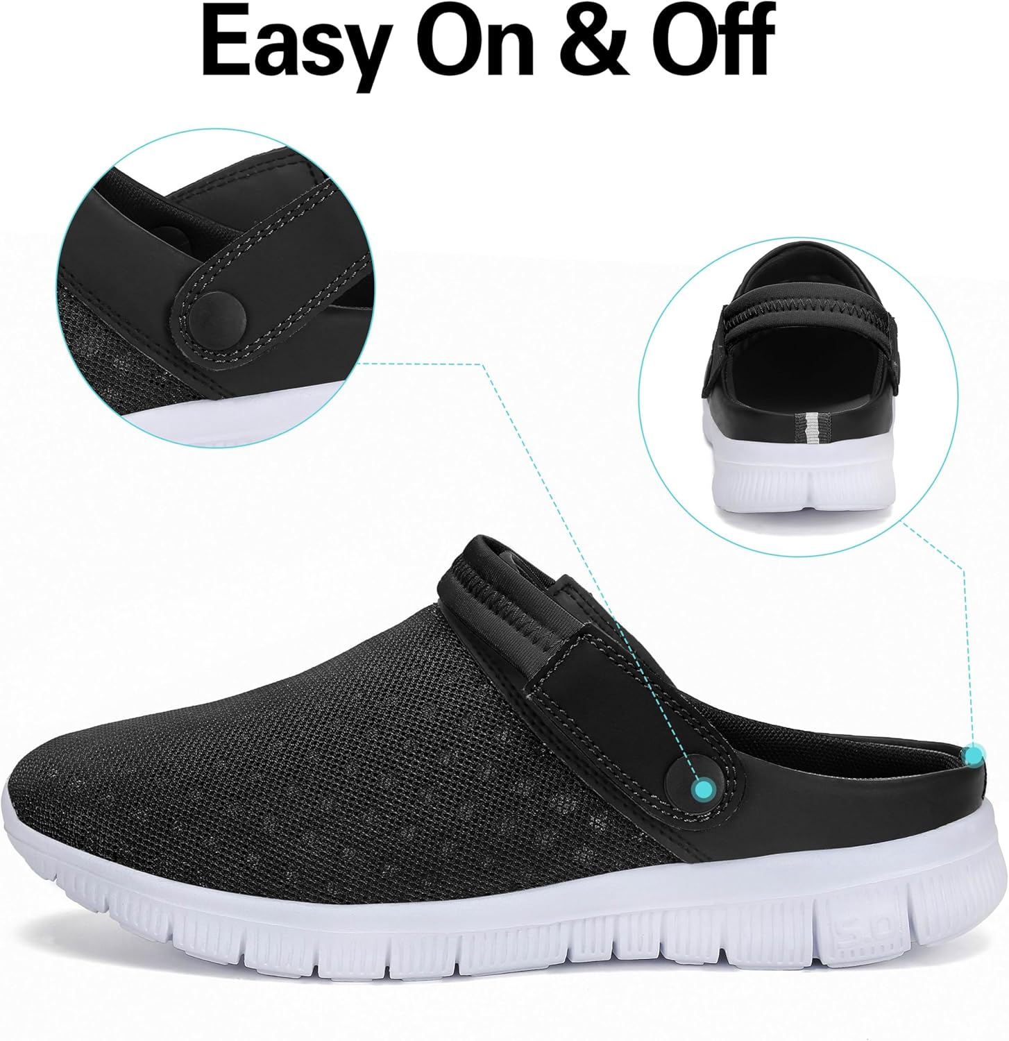 Thumbnail 6 de SAGUARO Unisex Clogs Sommer Hausschuhe – Leicht, atmungsaktiv, Schwarz, Größen 36–48
