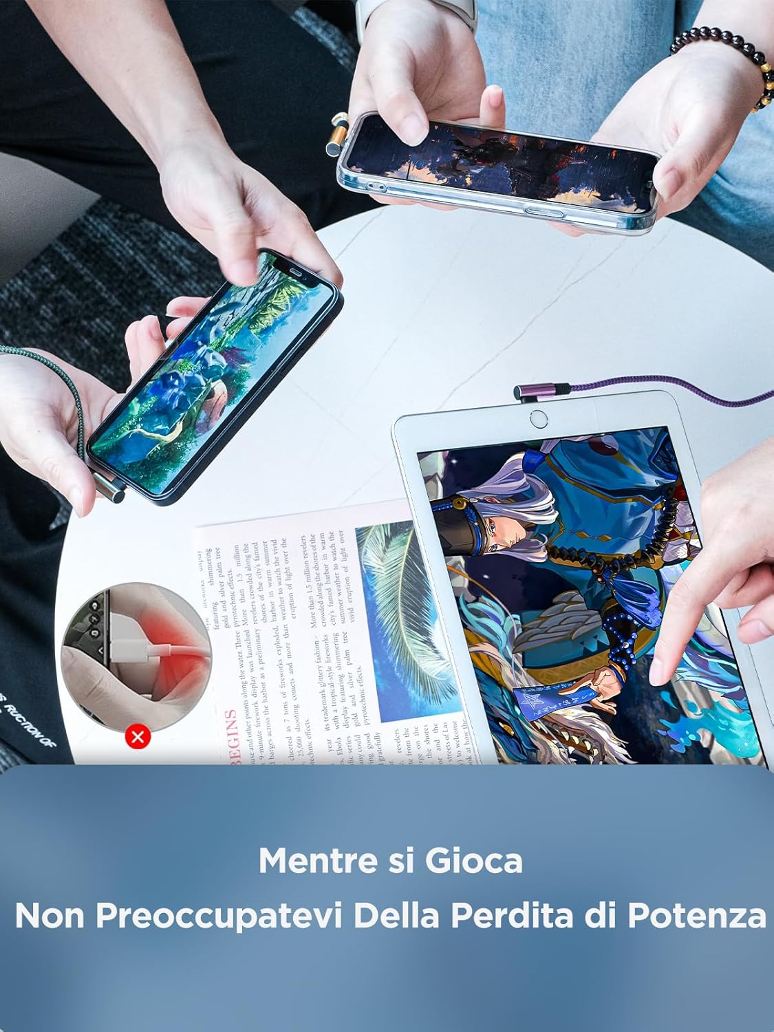 Thumbnail 4 de Cavo iPhone con Angolo Retto 90° da 2 m - Cavo Lightning MFi, Nylon, 2 pezzi
