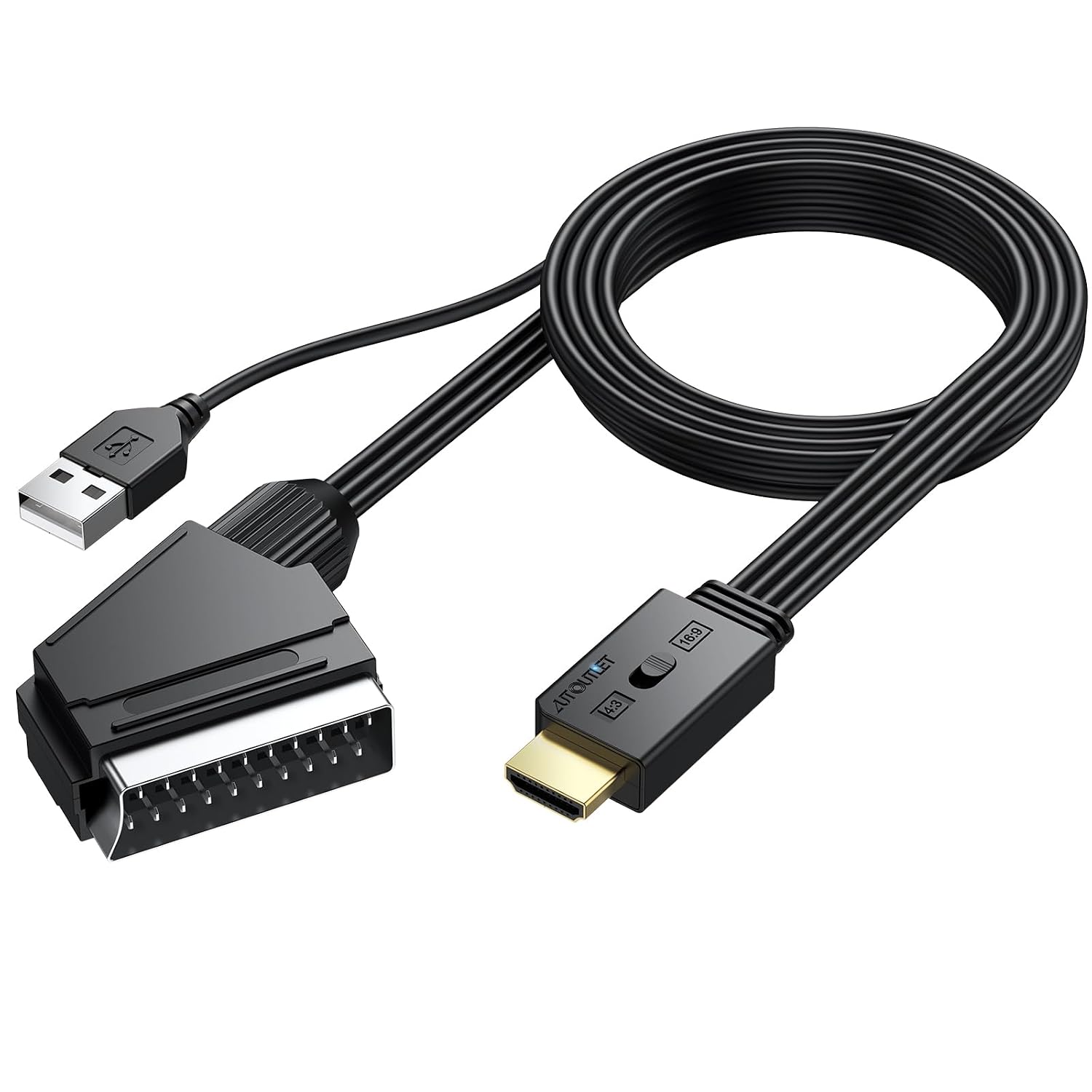 Detalle de AUTOUTLET Scart-auf-HDMI-Konverter mit 4:3/16:9-Umschalter für PAL/NTSC und 1080p-Ausgabe