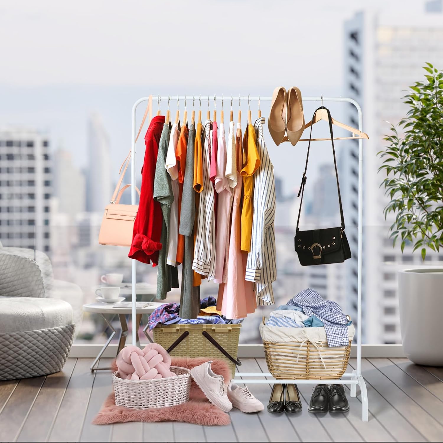 Thumbnail 5 de Metal Clothing Rack 43.5in clothes rail with shelf