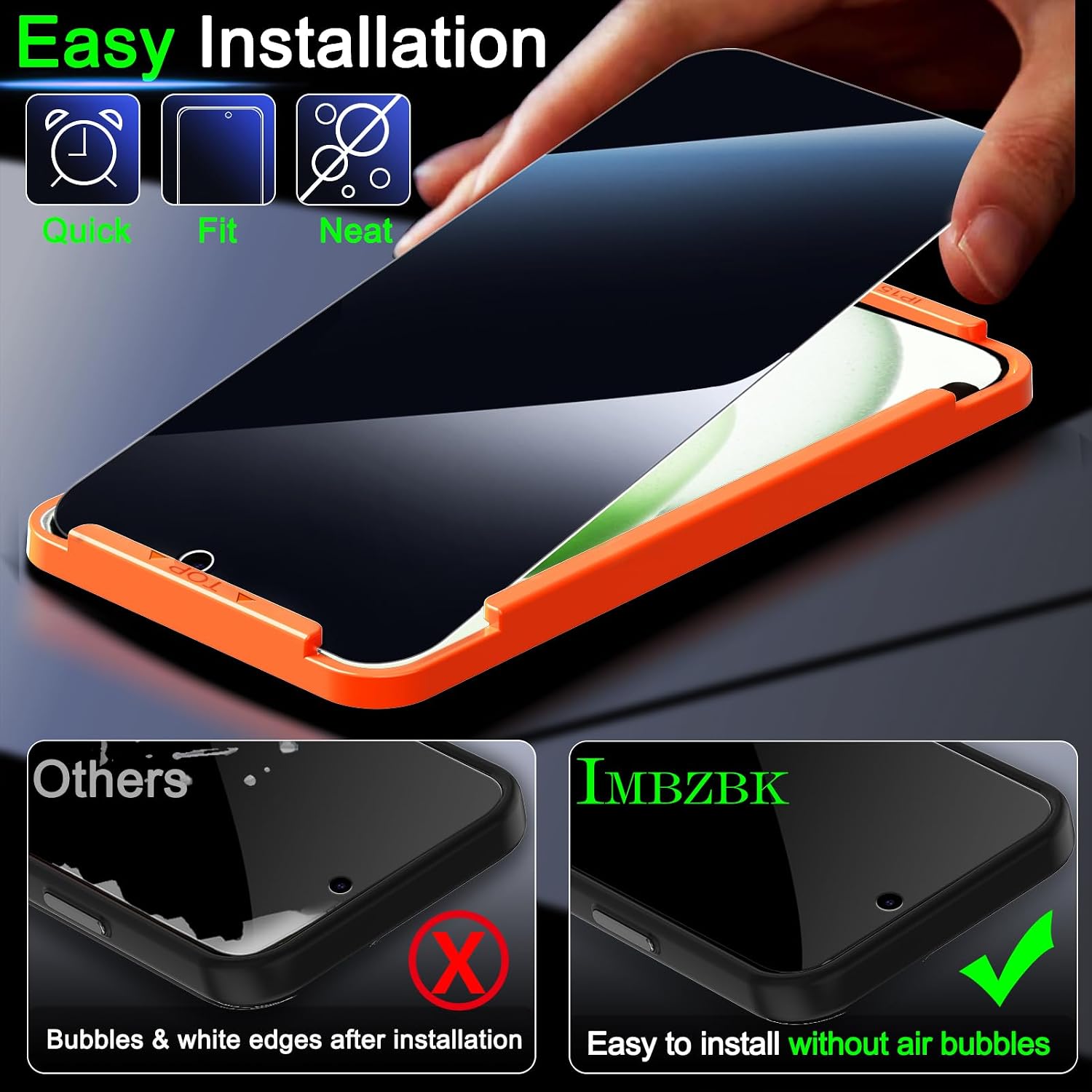 Thumbnail 5 de IMBZBK 8e5de412-6e79-4a92-a39a-1f804539708a Privacy Screen Protector for iPhone 15 Plus, 3+3 Pack