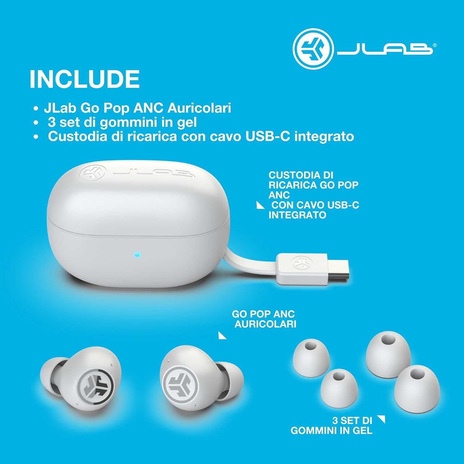 Thumbnail 5 de JLab Go Pop ANC Auricolari Bluetooth con ANC, 24+ h e multipoint