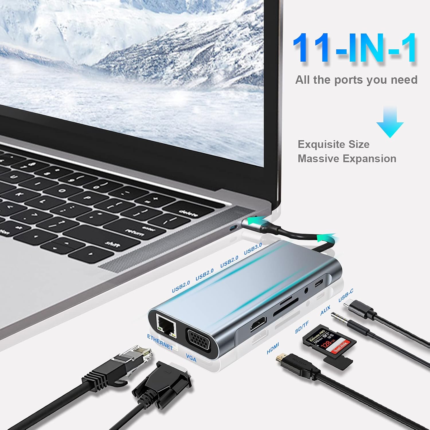 Detalle 2 de USB C HUB 11-in-1 docking station with 4K HDMI 🔌