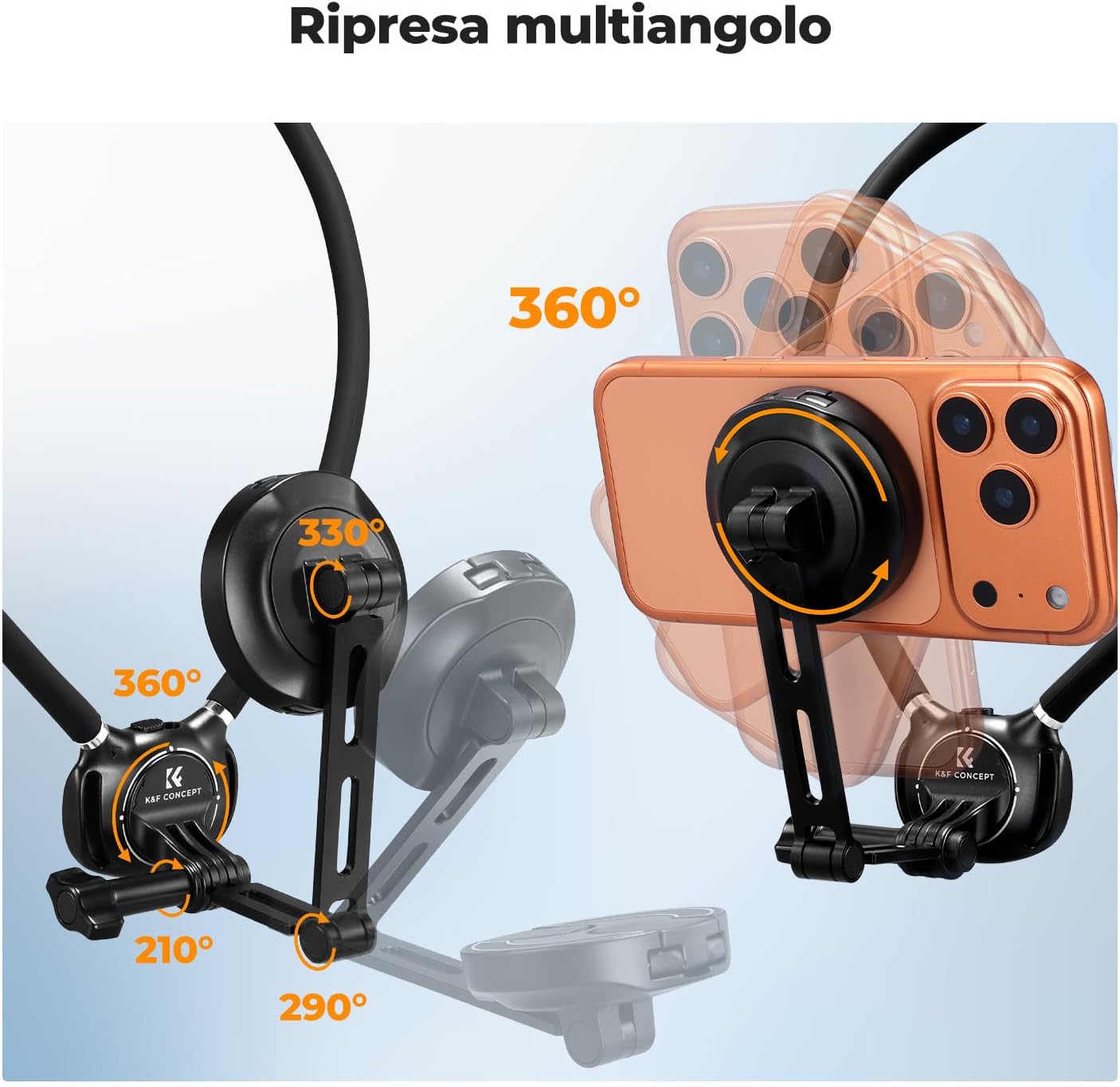 Detalle de K&F CONCEPT Porta Telefono Collo 2 in 1 Magnetico+Clip: supporto POV per smartphone