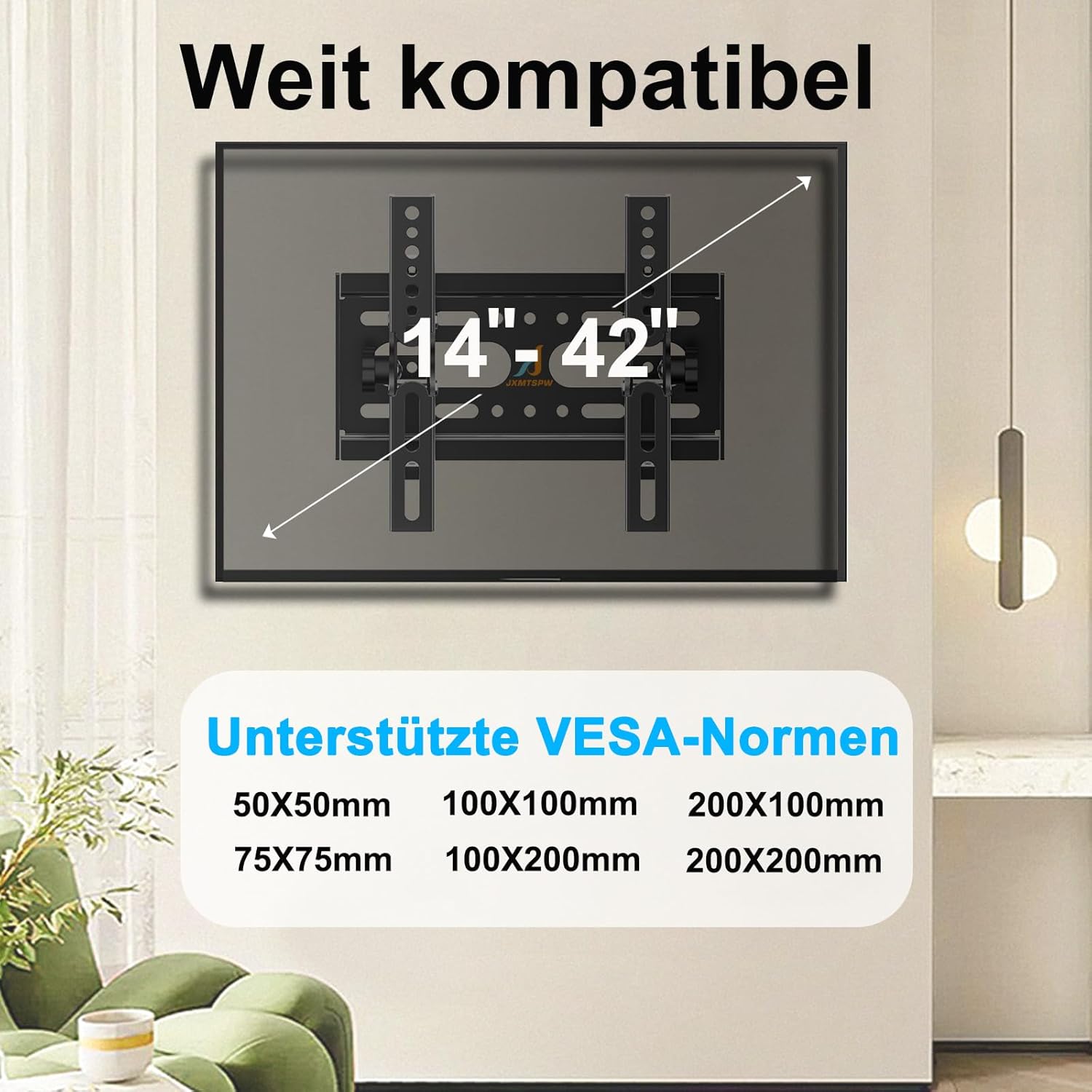 Thumbnail 1 de JXMTSPW TV Wandhalterung Neigbar für 14–42 Zoll – max. 25 kg, VESA 200×200 mm, Low-Profile