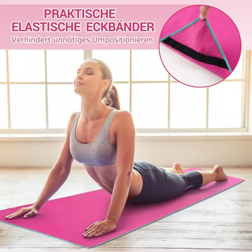 Detalle 1 de Novent Yoga Handtuch rutschfest 185x65cm – Mikrofaser Yogatuch mit Antirutsch-Noppen, lila