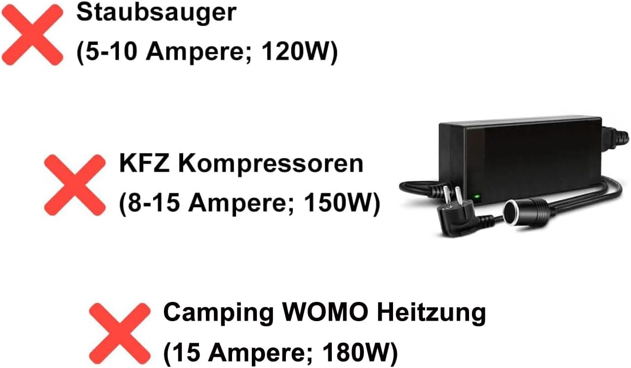 Detalle de Adapter Zigarettenanzünder Steckdose – 230V auf 12V 60W, ideal für Kühlboxen und Camping