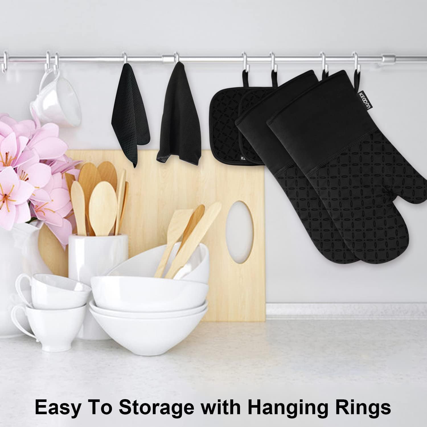Thumbnail 1 de KEGOUU Oven Mitts 6-Piece Set for High-Heat Cooking