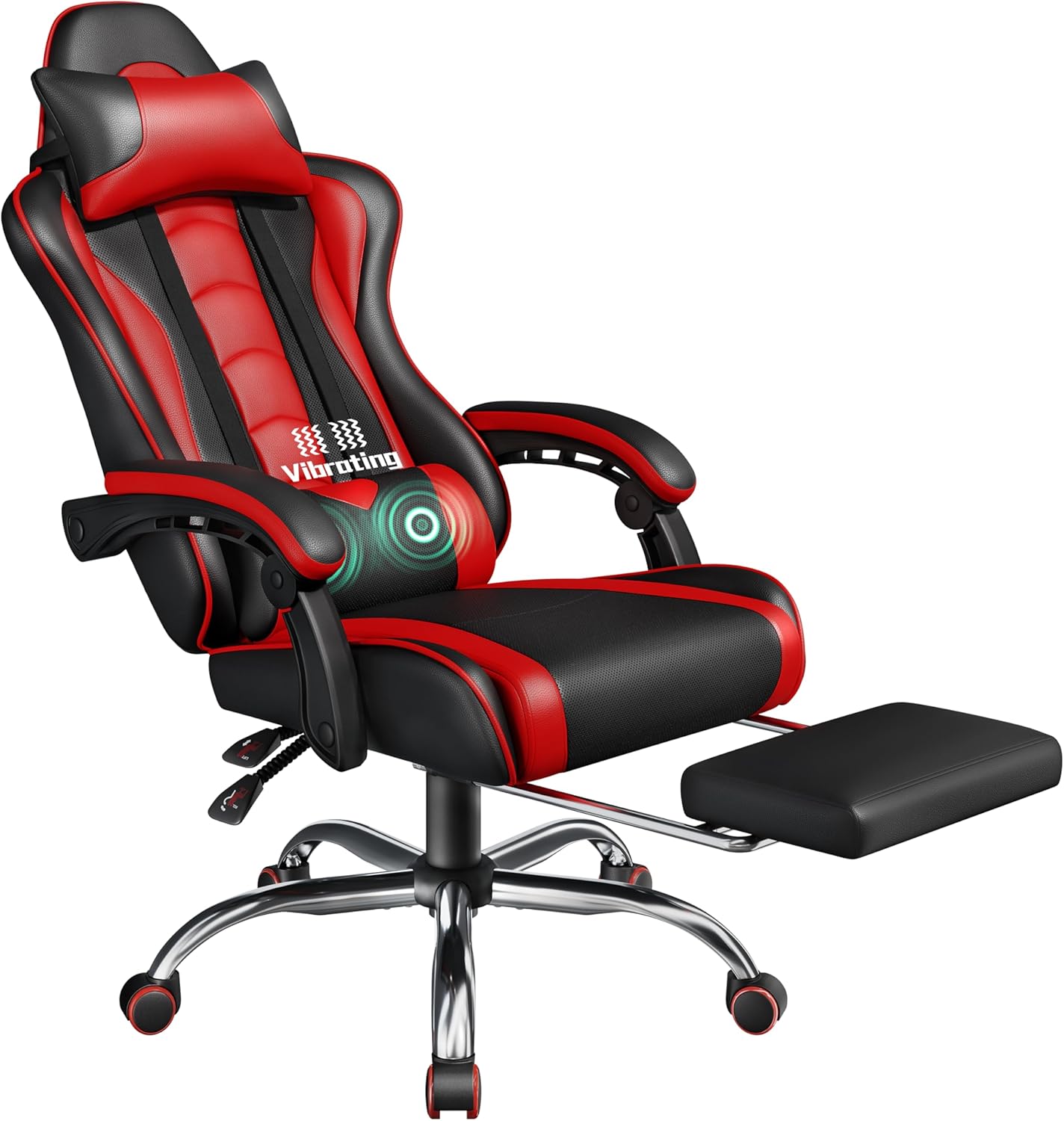 Detalle de Yaheetech Sedia Gaming Ergonomica Massaggiante Rosso