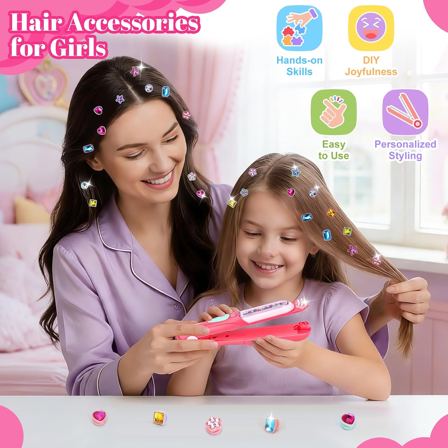 Thumbnail 1 de Hair Gem Stamper Kit for Girls aged 5–12 – Sparkling DIY Hair Accessories
