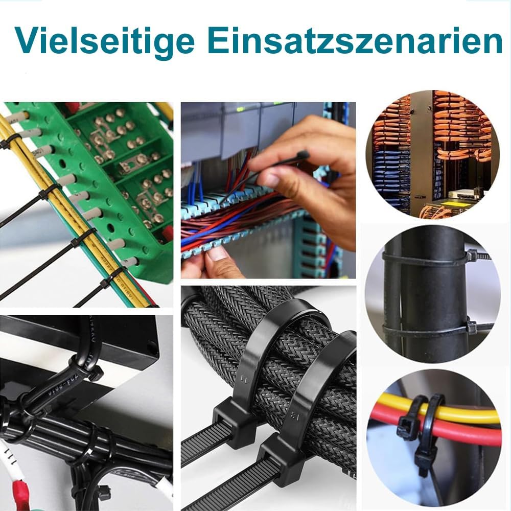 Thumbnail 6 de 500 Stück Kabelbinder Schwarz, 200 mm x 4,8 mm – UV-beständig, 22 kg Zugfestigkeit