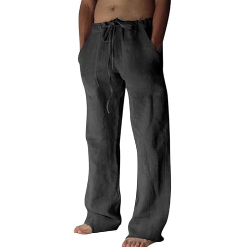 Detalle de Litthing Pantalones de Lino para Hombre: verano ligero, bolsillos y comodidad