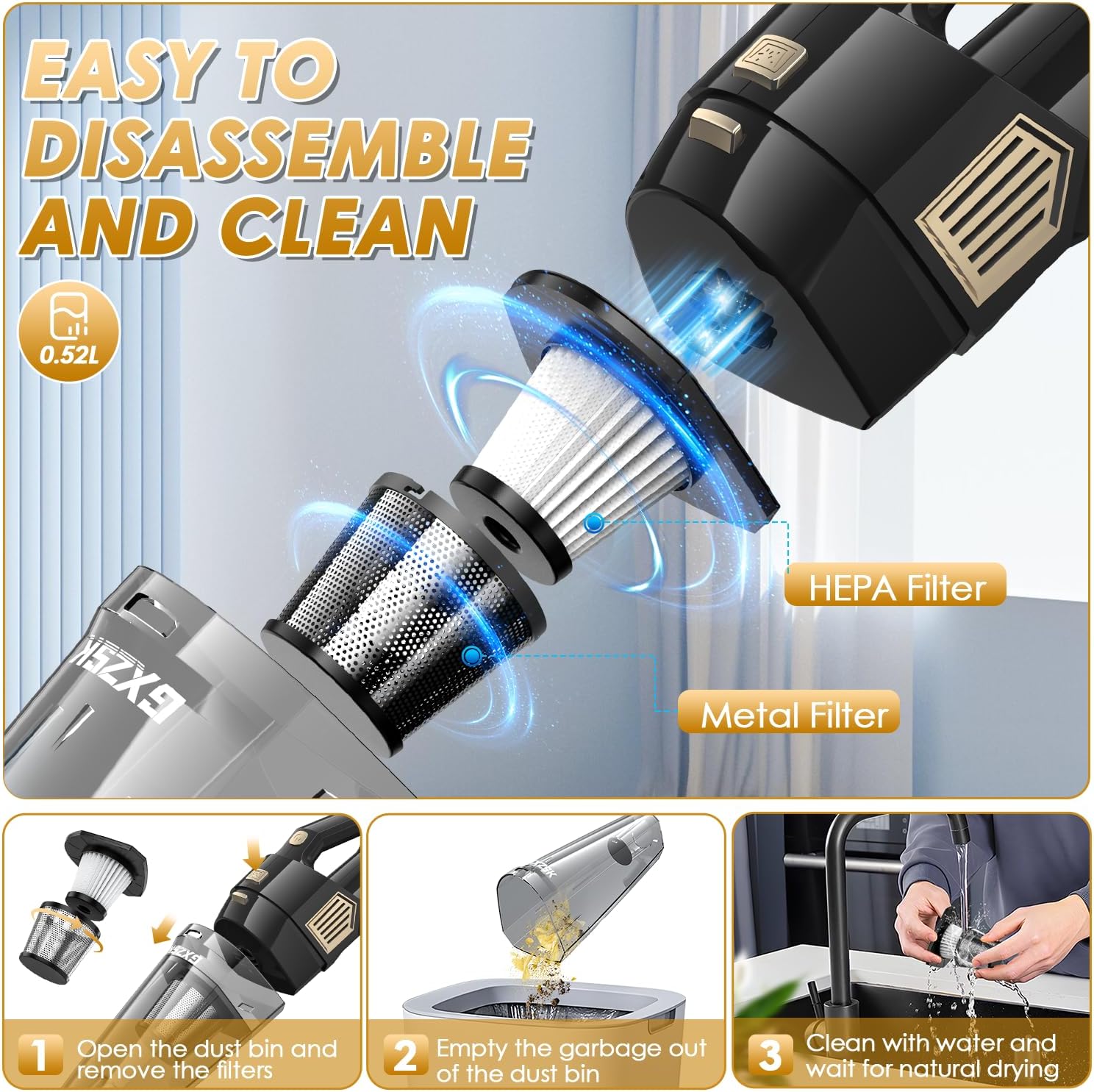 Thumbnail 4 de Gxzsk Gxzsk Handheld Vacuum 15000PA
