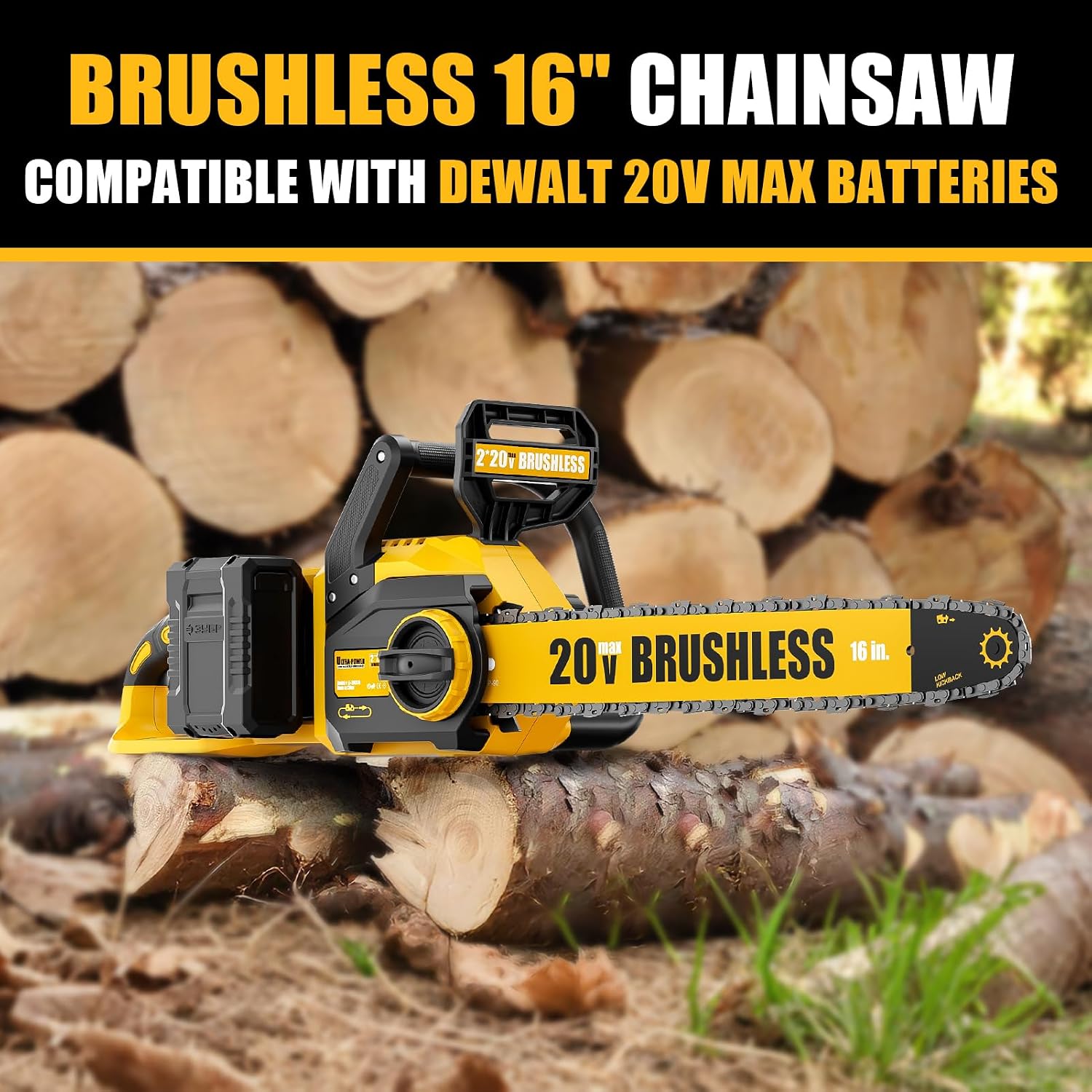 Detalle de pyrcruax EF-20CS16 40V Brushless Chainsaw, 16-Inch Bar, Tool-Free Tensioning