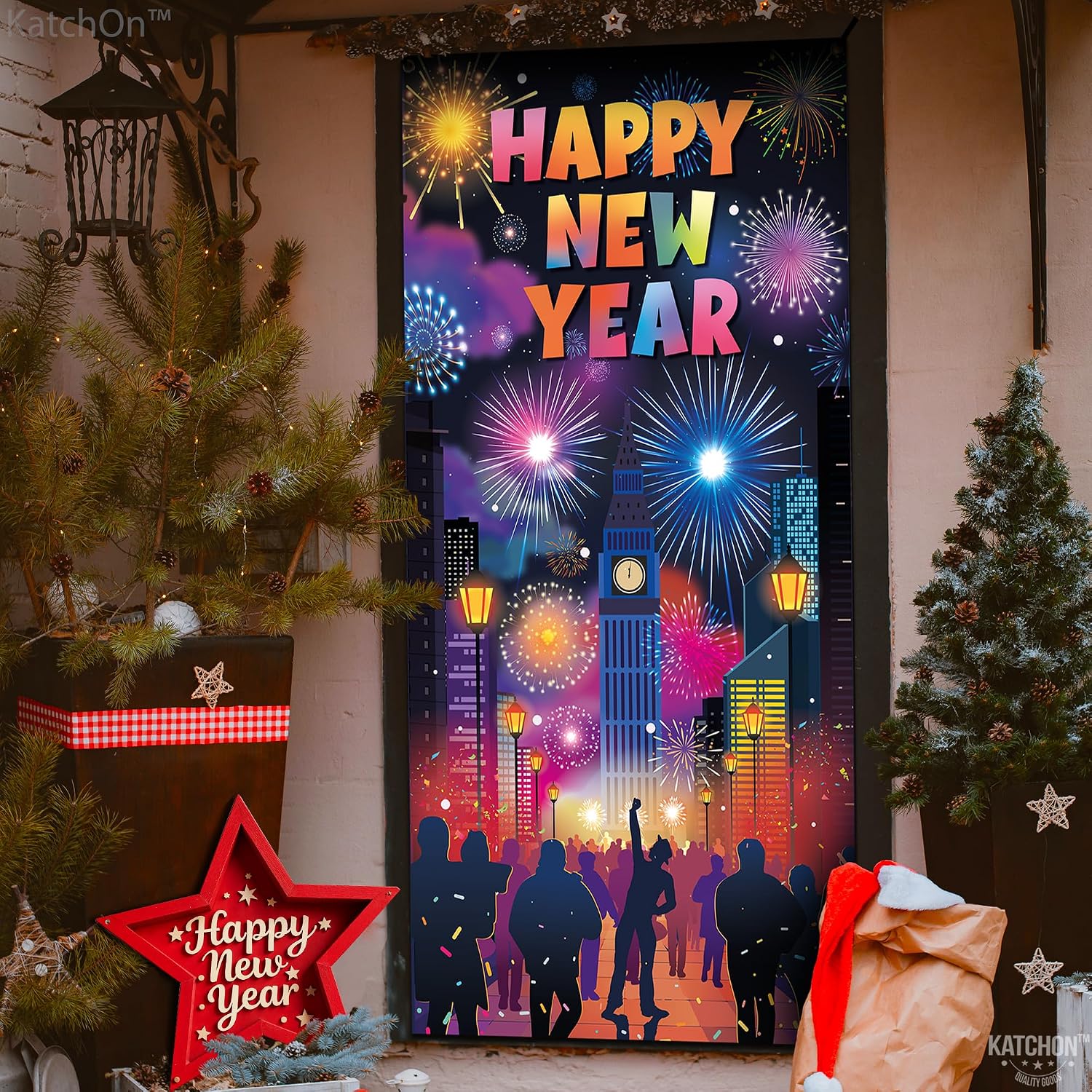 Detalle 2 de KatchOn XtraLarge Happy New Year Door Cover 74x36