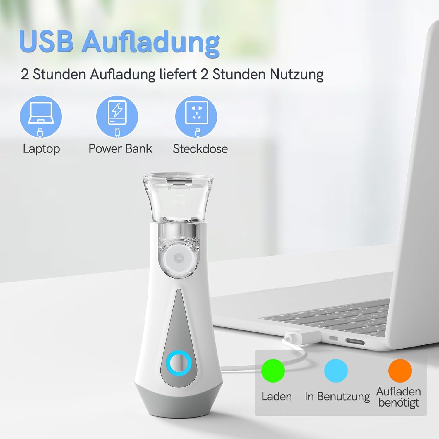 Thumbnail 4 de Inhalationsgerät, JOSSIS Ultra Leise Inhaliergeräte für Erwachsene, Kinder, Partikelgröße 1-5µm, Einstellbarer Sprühnebel, Aufladbarer Inhalator
Inhalationsgerät, JOSSIS Ultra Leise Inhaliergeräte f…