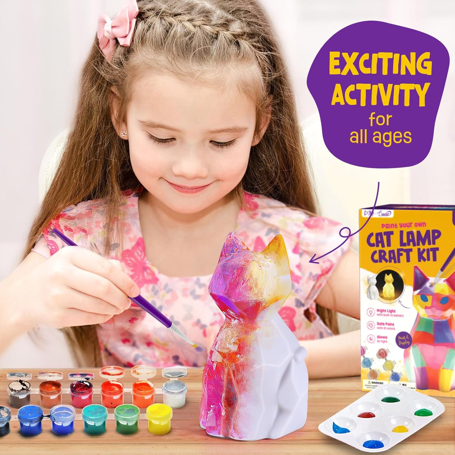 Thumbnail 3 de DIY-LAOESE Paint Your Own Cat Lamp Kit for Kids 🎨