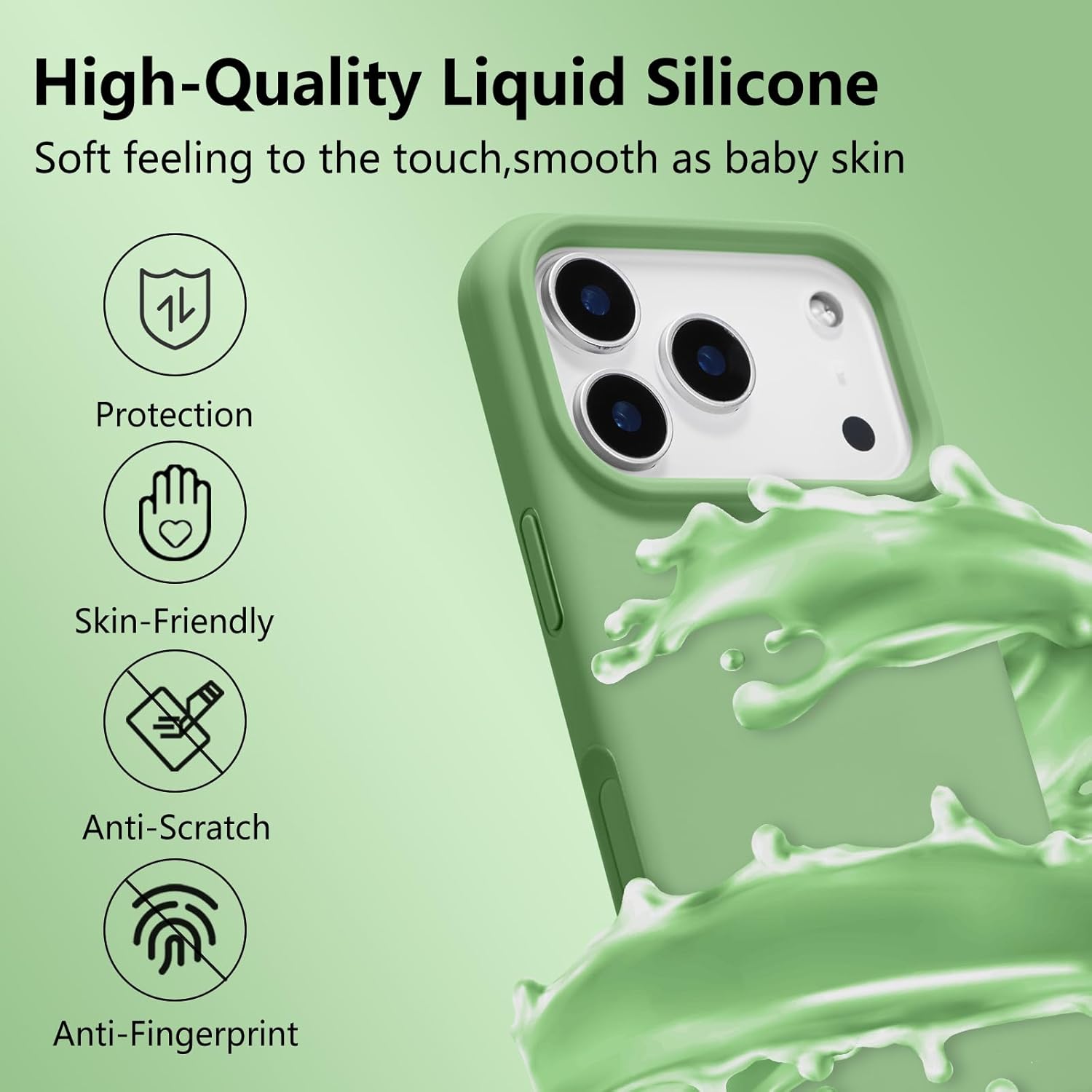 Thumbnail 1 de UCASONG Magnetic Liquid Silicone Case for iPhone 17 Pro Max (6.9") – Matcha Green