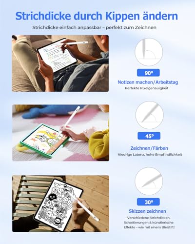 Detalle de Stylet iPad MYSTILUCK – précision capacitive avec détection de paume et charge rapide USB-C