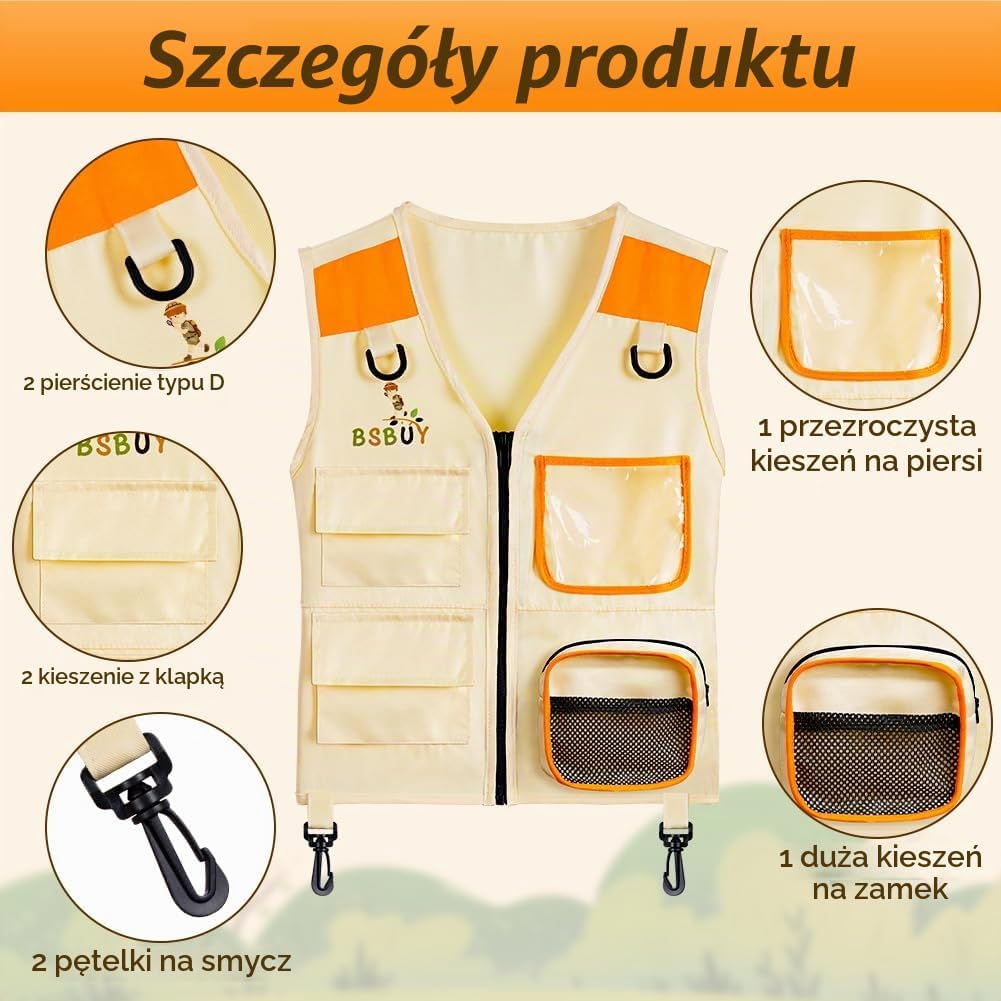 Thumbnail 2 de BSBUY zestaw odkrywcy dla dzieci, 4 elementy, rozmiar L, kamizelka i akcesoria