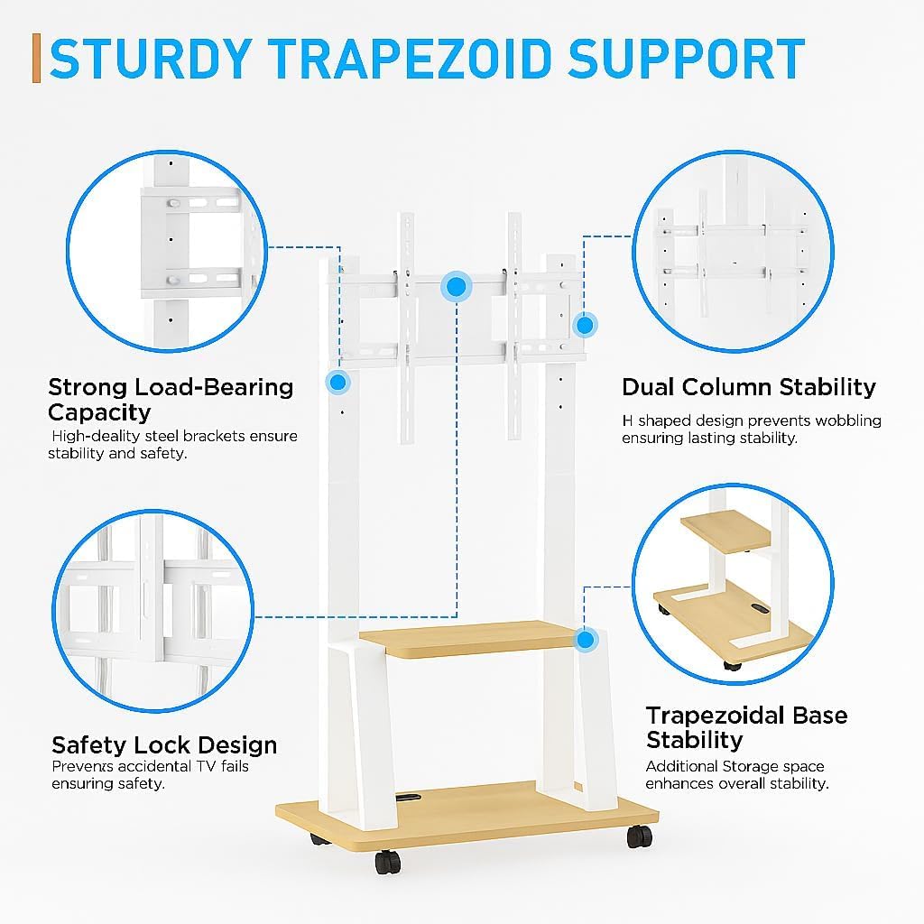 Thumbnail 5 de DIOOSN Rolling TV Stand 32–80in