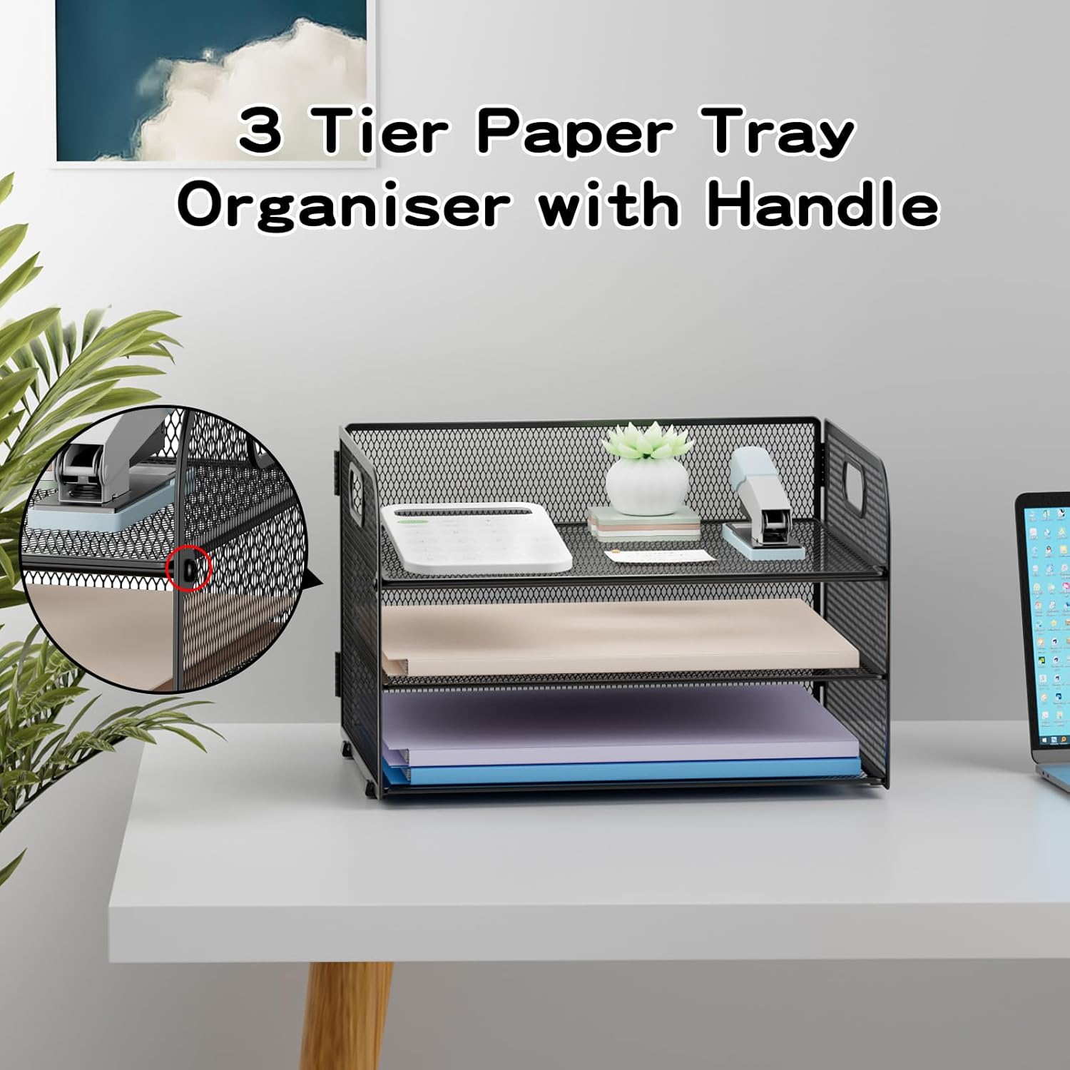 Thumbnail 2 de Restorgan 3 Tier Paper Organiser with Handle