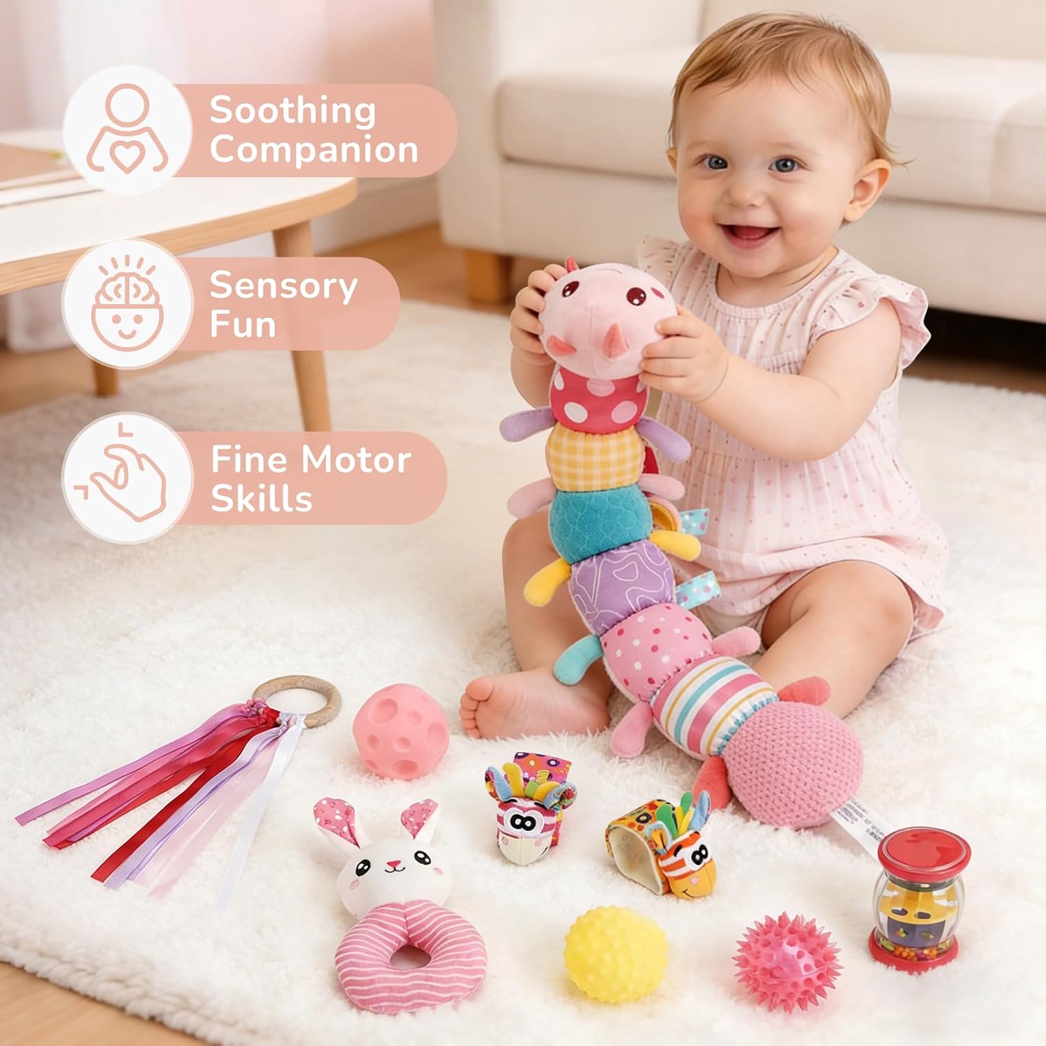 Thumbnail 5 de Joyreal Baby Girl Toys: 10-Piece Sensory Set for Newborns