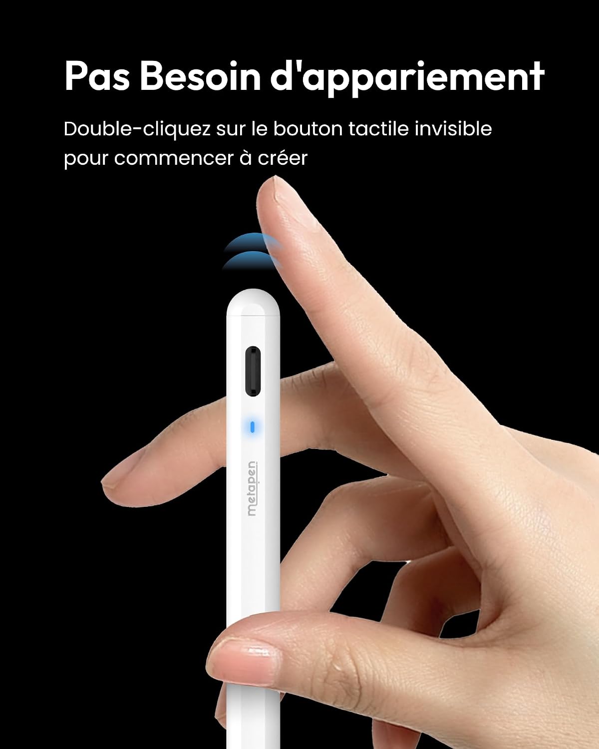 Detalle de Metapen Stylet A8 compatible iPad (2018-2026) – Charge rapide, double pointe et fixation magnétique