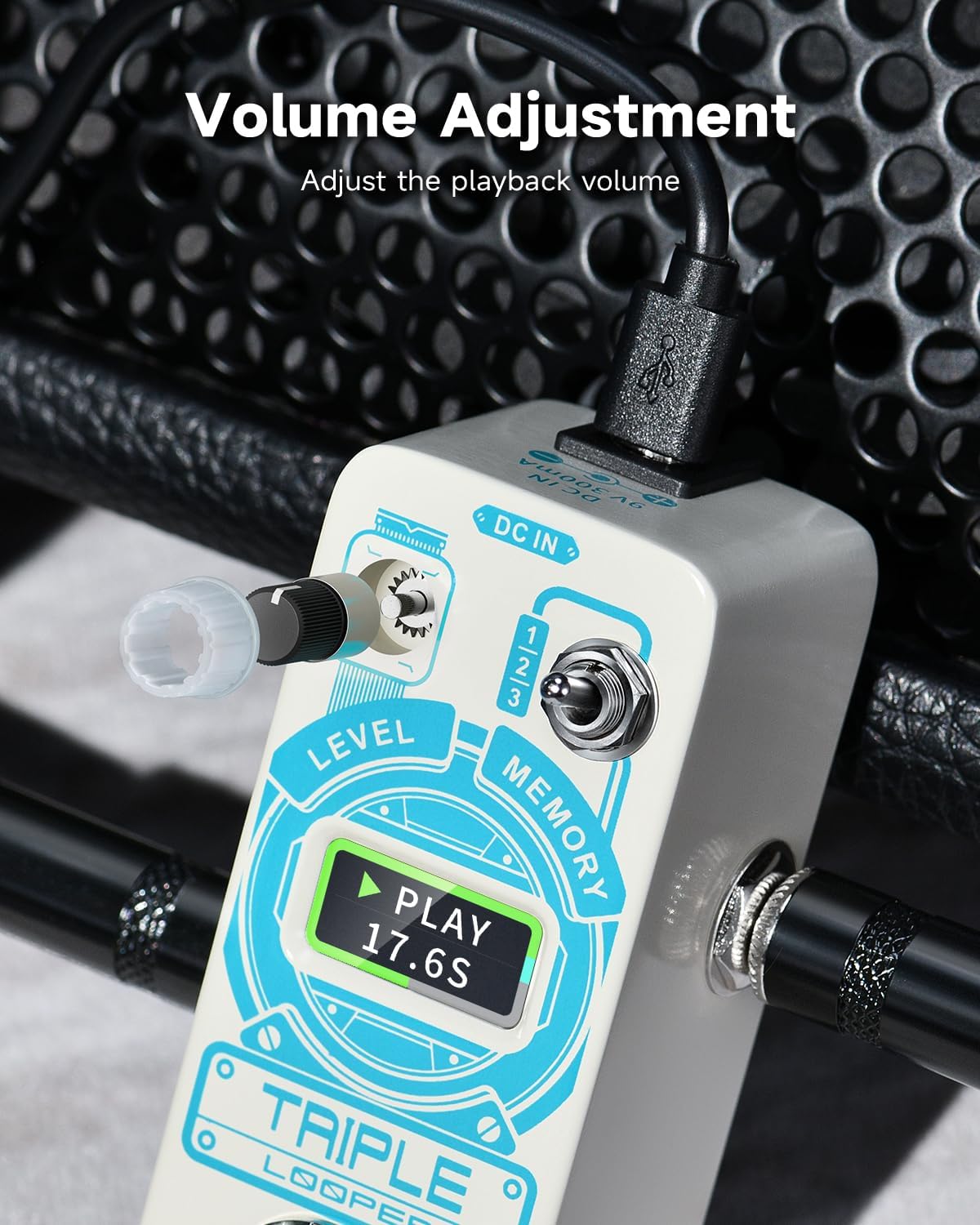 Detalle 2 de Donner Triple Looper Guitar Pedal, 3 Slots, 90-Minute Looping, Screen