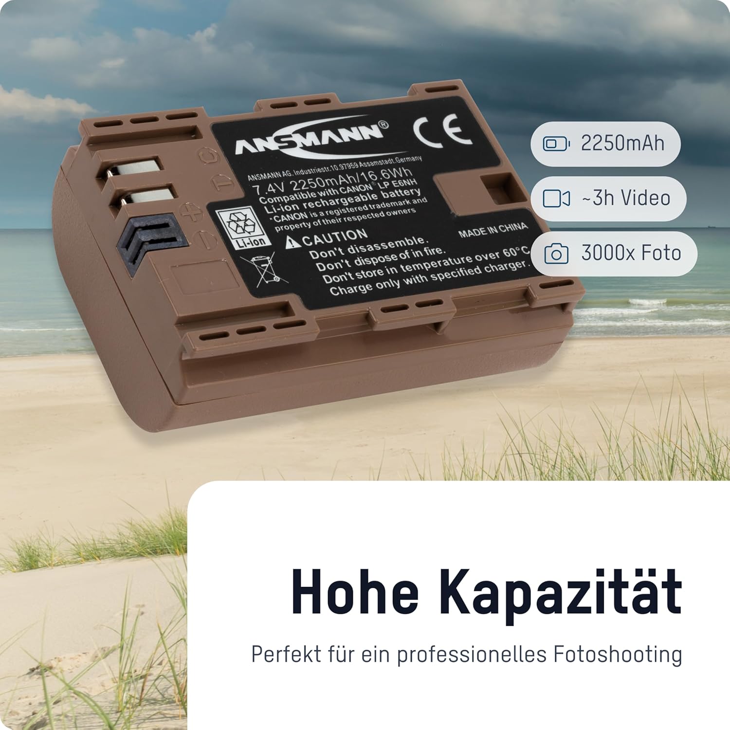 Thumbnail 3 de ANSMANN LP-E6NH Li-Ion Akku Typ C 2250 mAh