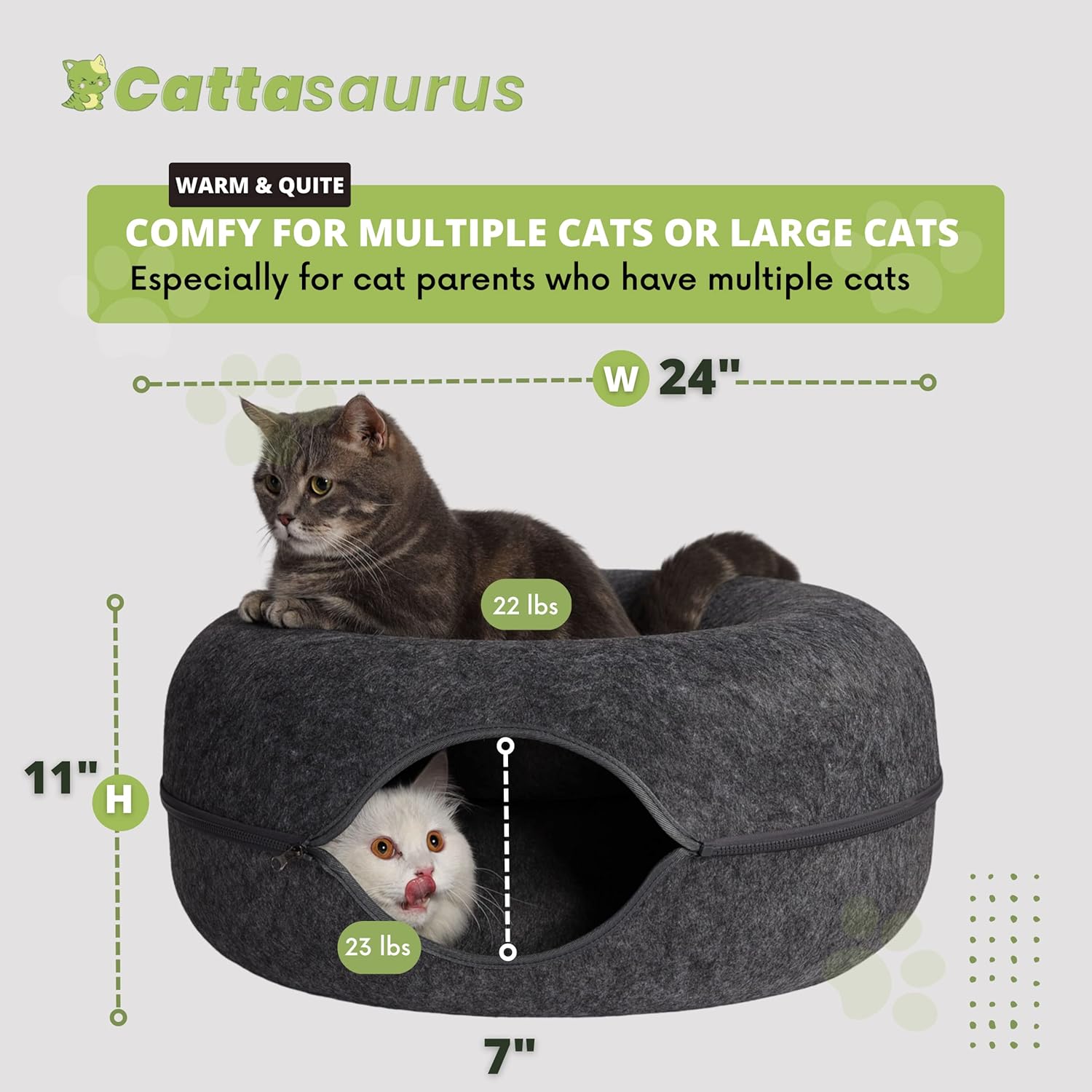 Detalle de CATTASAURUS Peekaboo Cat Cave Large for 30–45 lbs 🐱