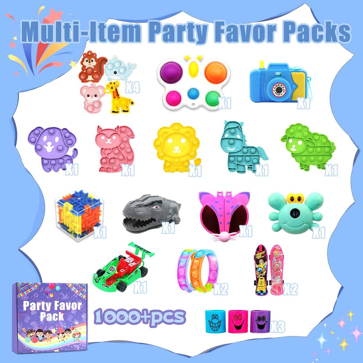 Detalle 1 de Wuridiwa toys 1,000-Piece Kids’ Party Favor Set with Fidget Toys