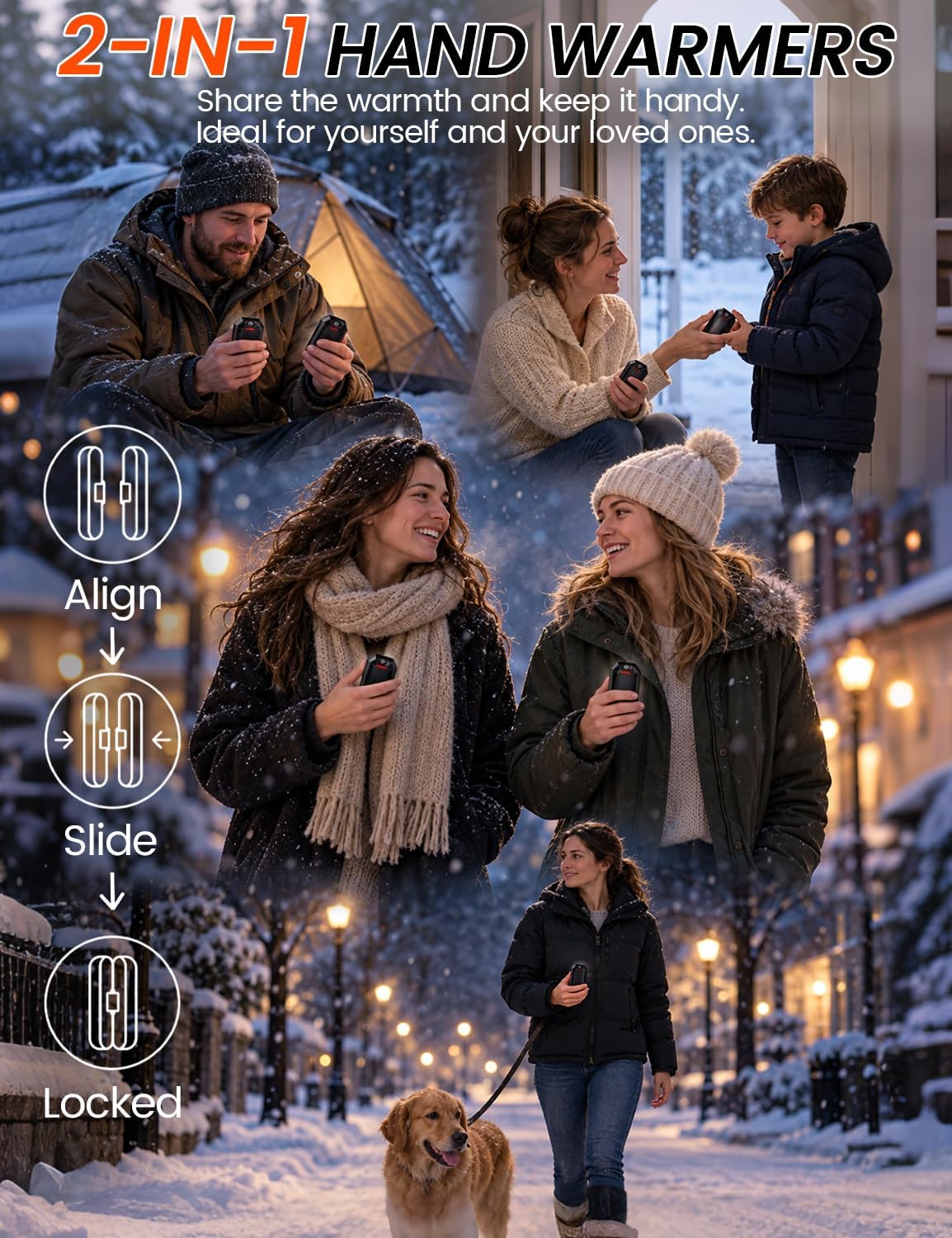 Detalle de FYTSE Rechargeable Hand Warmers, 2-Pack with 3 Heat Levels and USB Charging