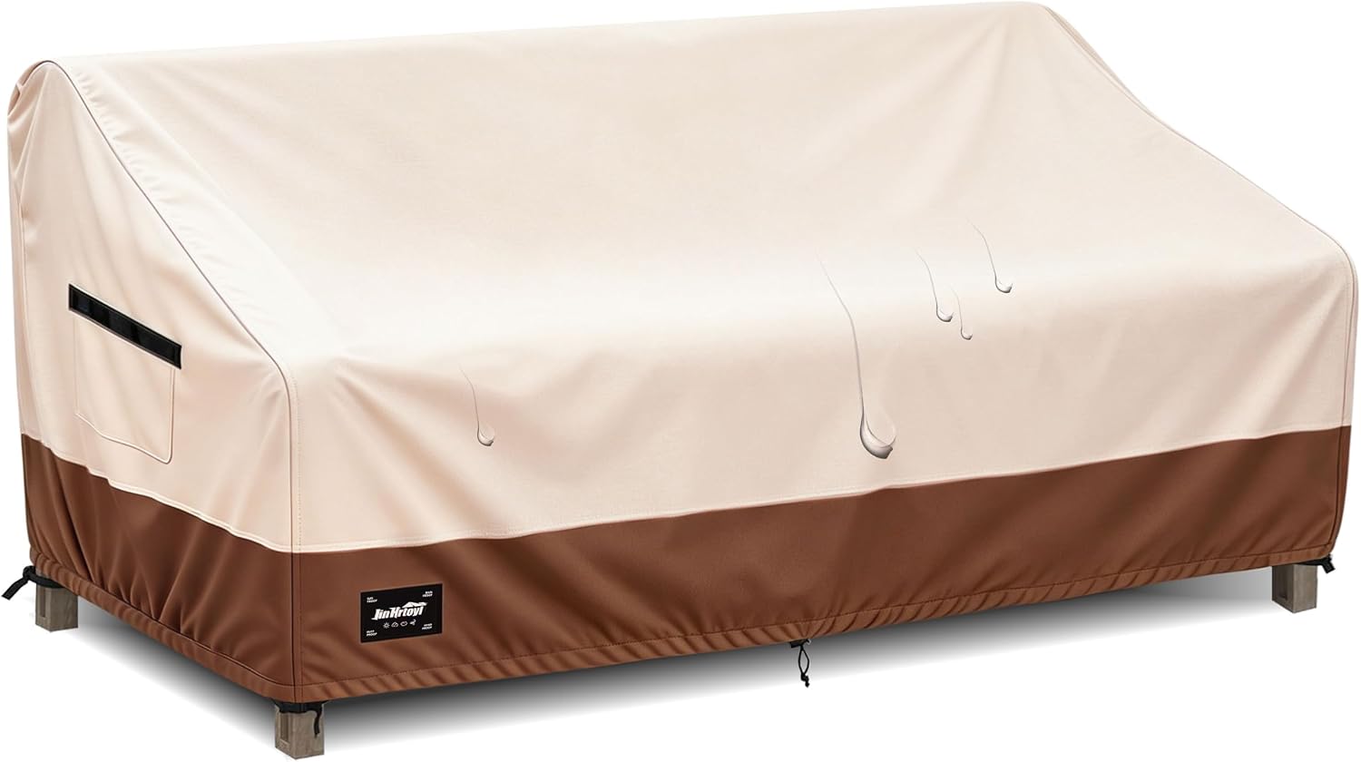 Detalle de Jin Hrtoyi Furniture Covers-001 3-Seater Outdoor Sofa Cover, 600D Oxford, Beige/Brown