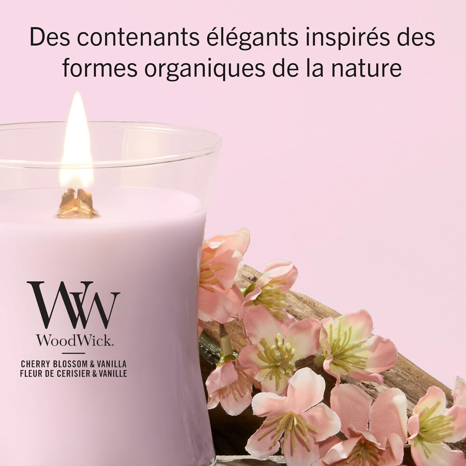 Detalle 2 de WoodWick Bougie Moyenne Fleur de Cerisier & Vanille – Cadeau élégant pour femme