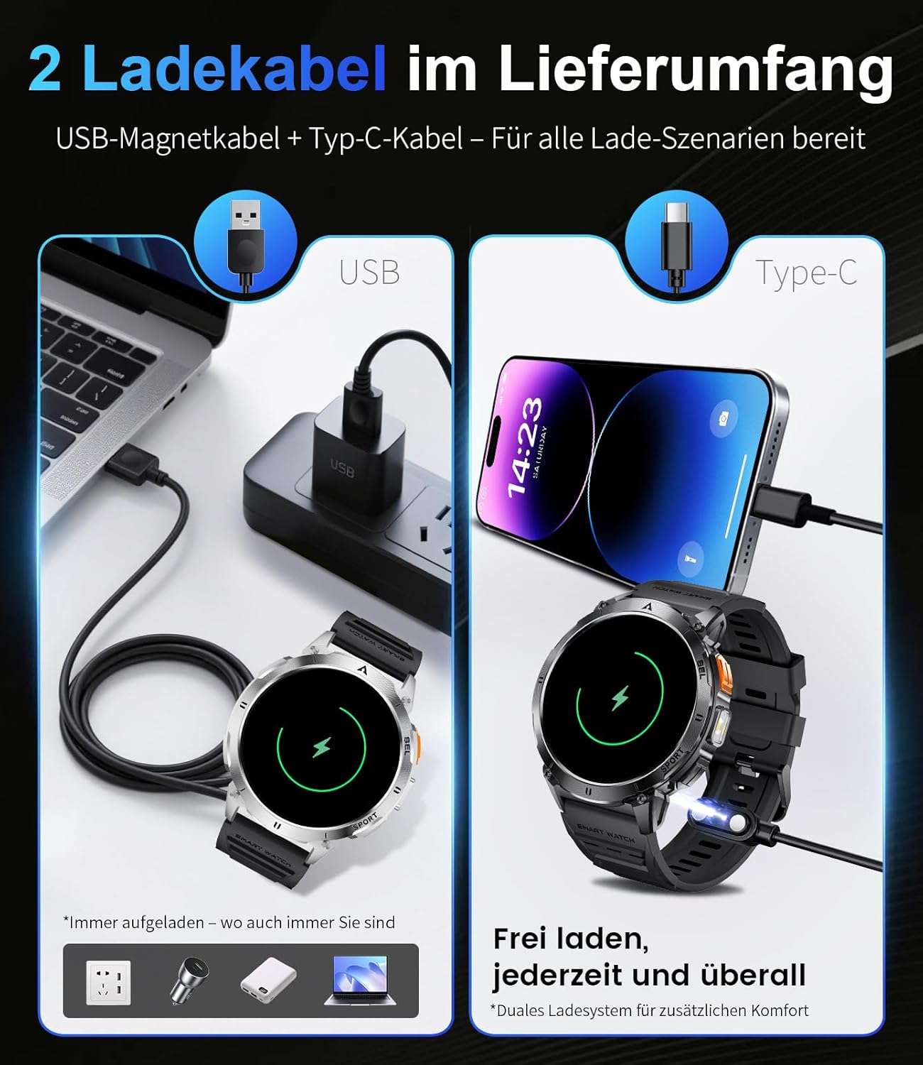 Thumbnail 2 de Montre Connectée Homme BENYAR SMART avec Torche LED et Écran AMOLED 1,62