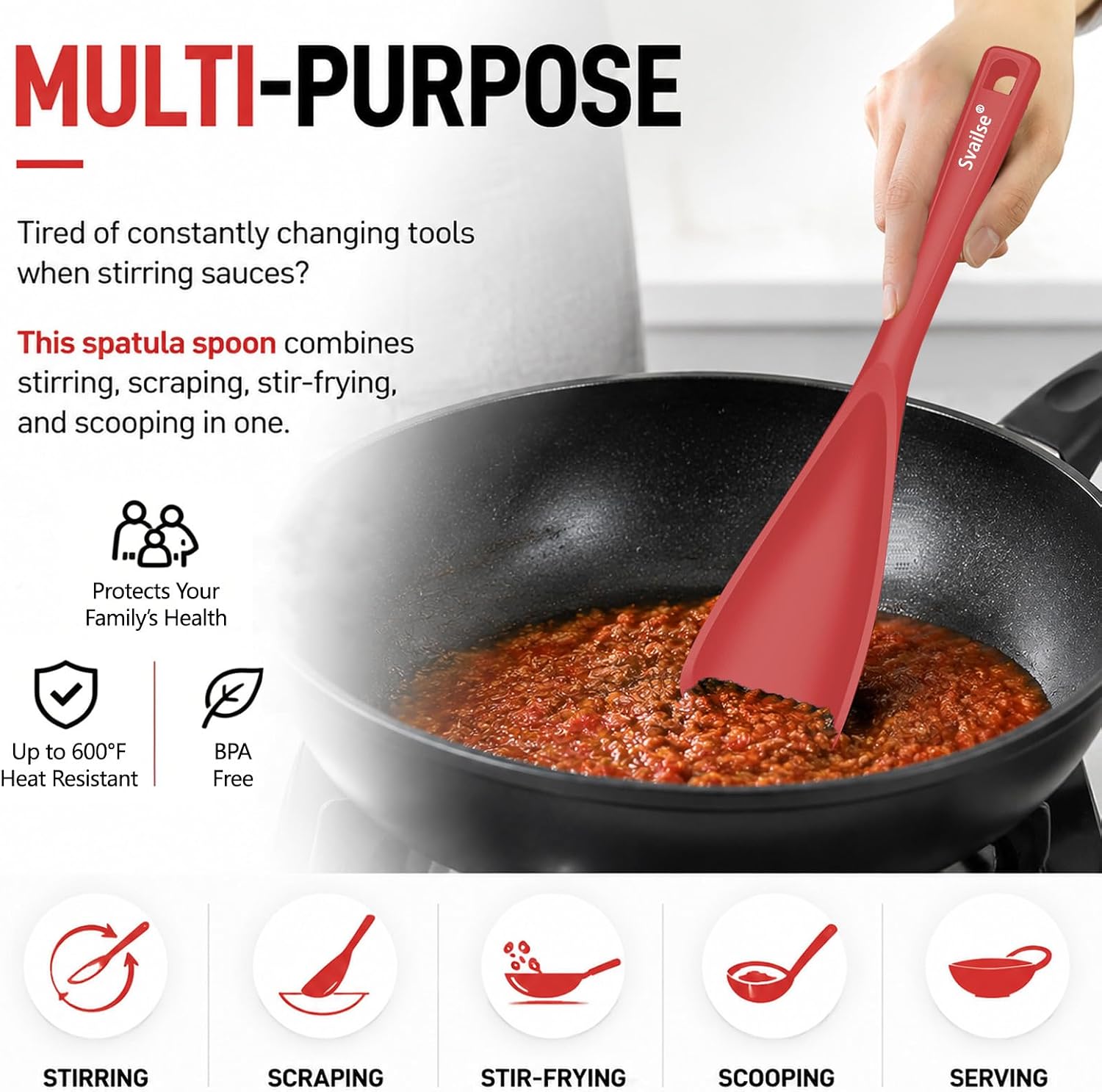 Detalle de Svailse Silicone Spatula Spoon 12.6-Inch