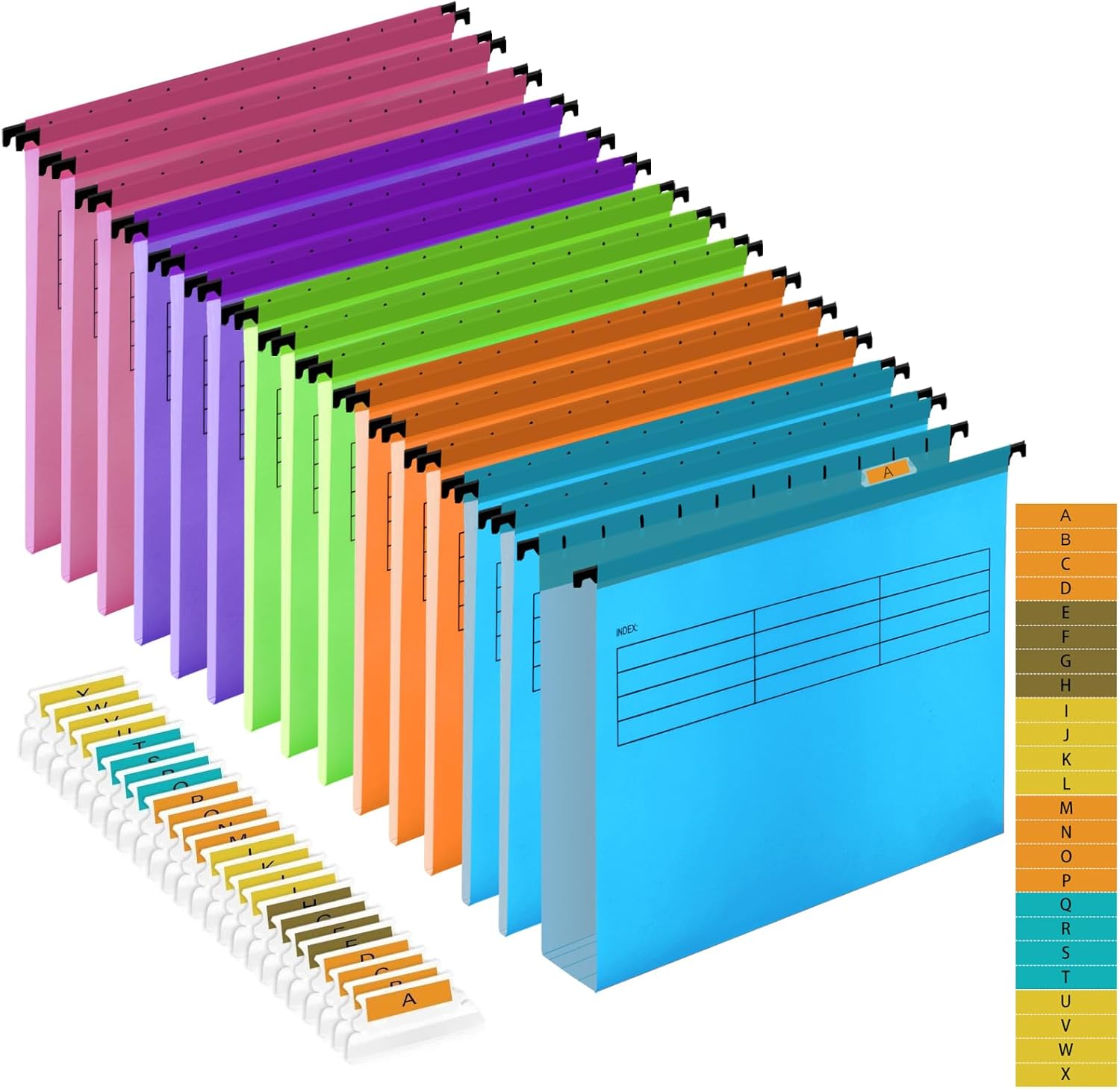 Thumbnail 6 de A4 Suspension File Set: 10 Polypropylene Hanging Filing Folders with Tabs and Card Inserts