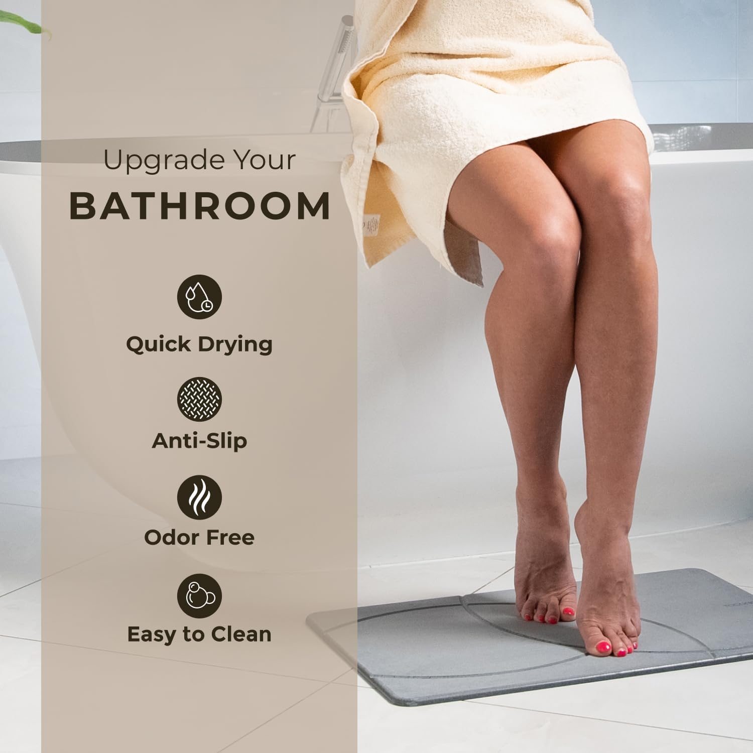 Detalle de TOSORO Stone Bath Mat, Graphite