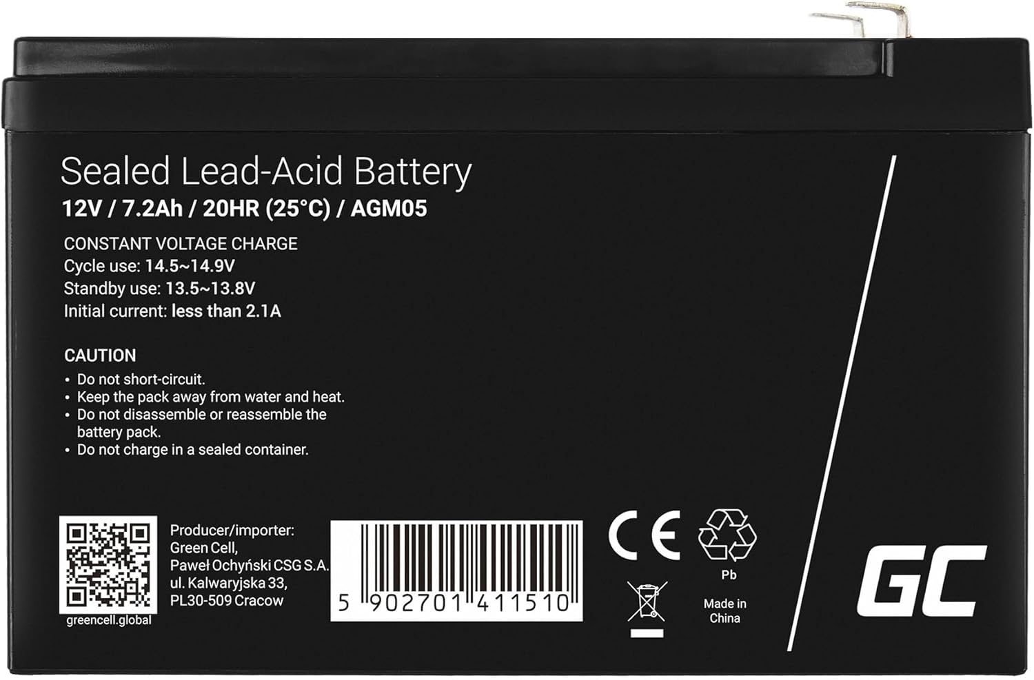 Thumbnail 2 de Green Cell Batteria AGM 12V 7,2Ah 🔌