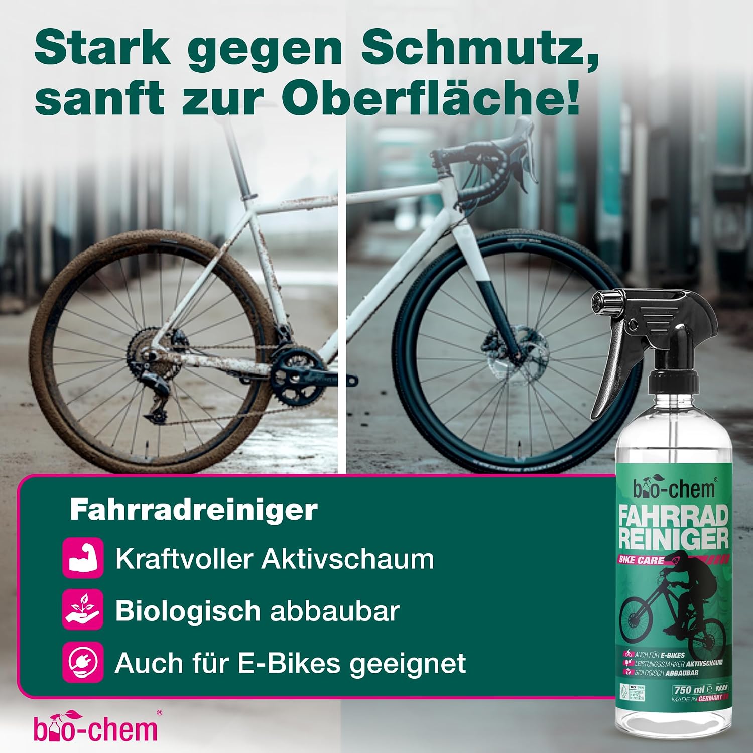 Thumbnail 2 de bio-chem CLEANTEC Bio-chem Pflegeset für Fahrrad & Mountainbike – Profi-Reinigungs-Set mit 7 Teilen (750 ml Reiniger, 750 ml Kettenentfetter, 100 ml Schmieröl)