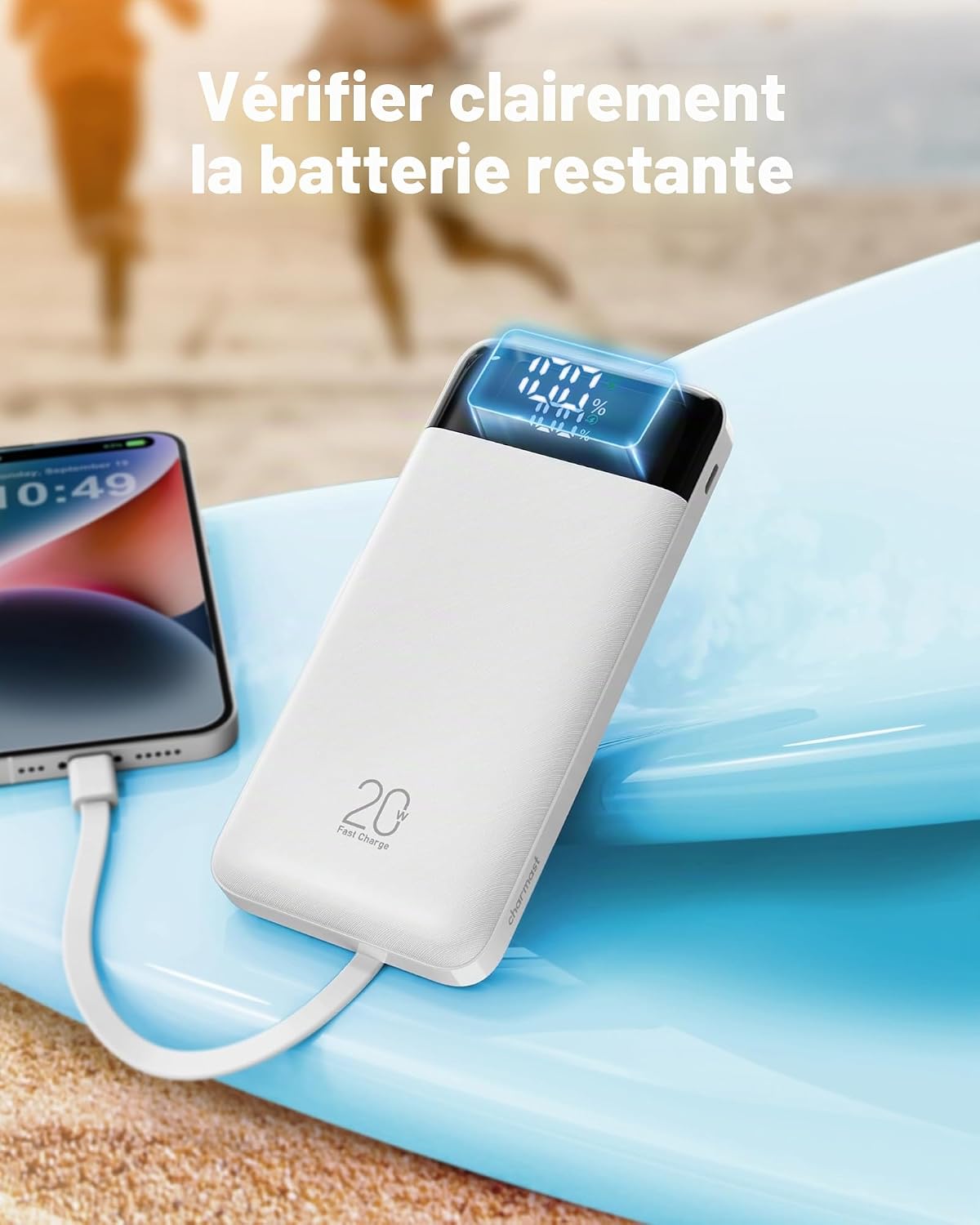 Thumbnail 6 de Charmast Batterie Externe 20000mAh avec câbles intégrés et charge rapide 22,5 W — 6 sorties, 4 entrées