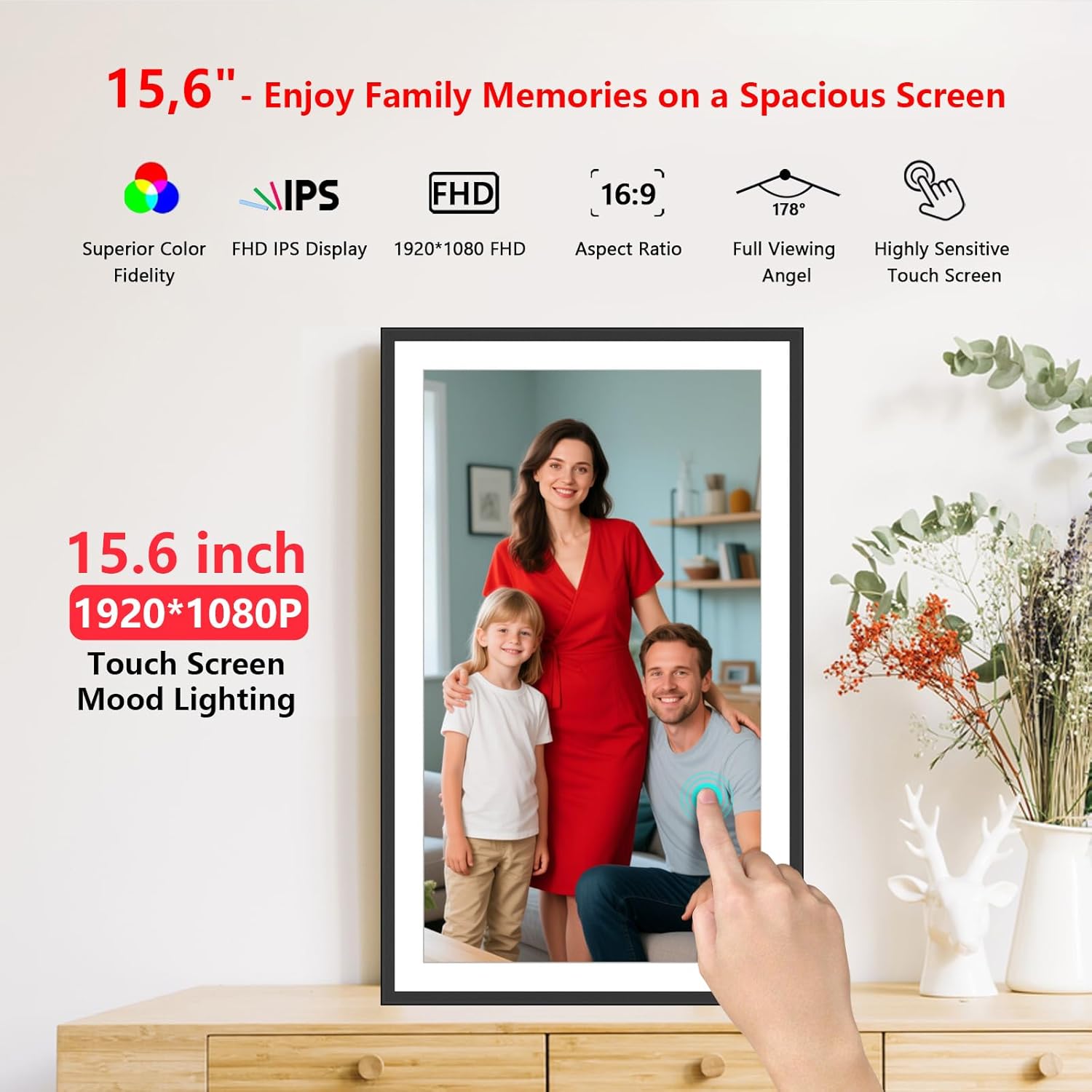 Detalle 2 de FRAMEO Digital Photo Frame 15.6-inch 32 GB WiFi