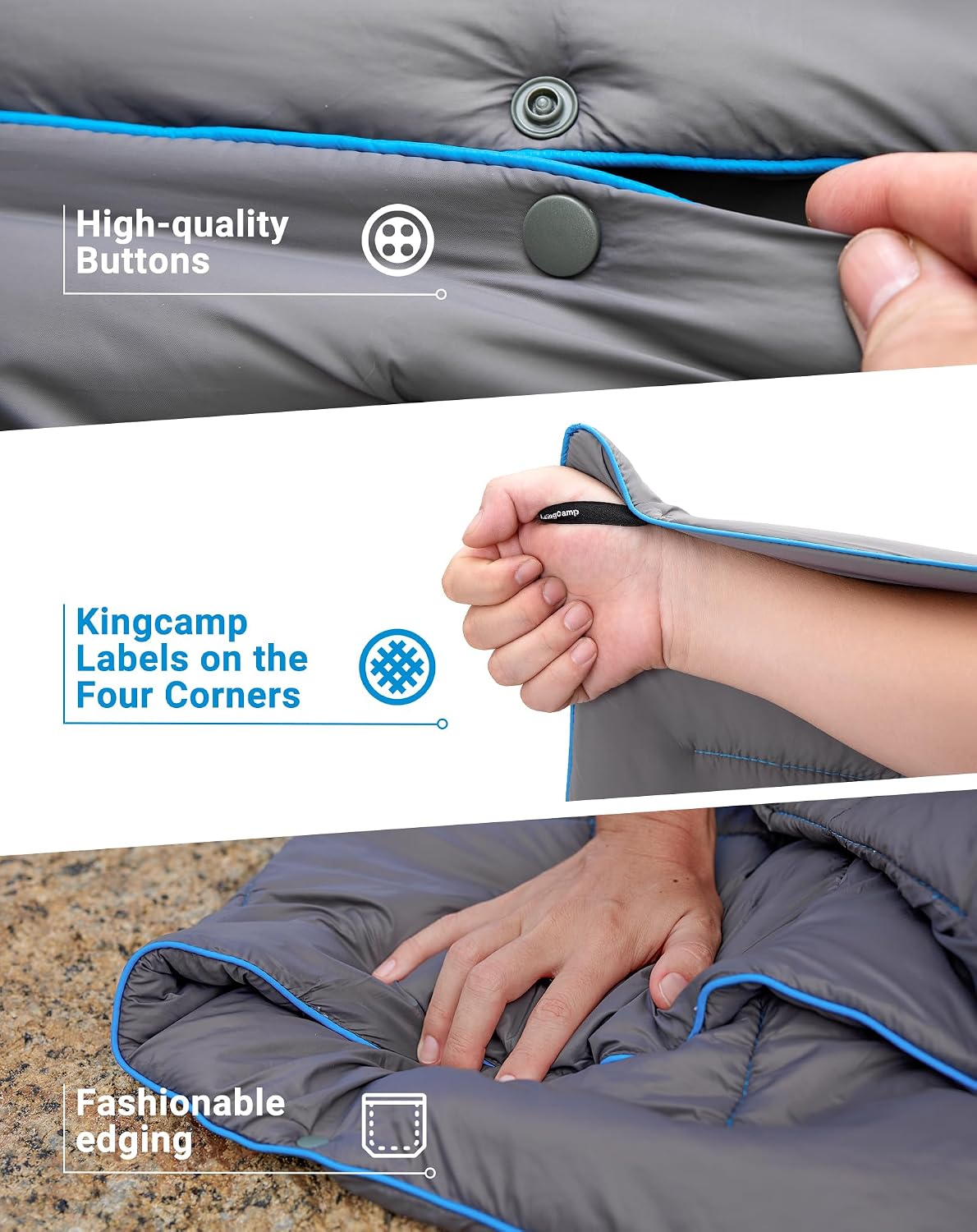 Thumbnail 4 de KingCamp KS2432_CHARCOAL-USKC Ultralight Wearable Camping Blanket, 69" x 53